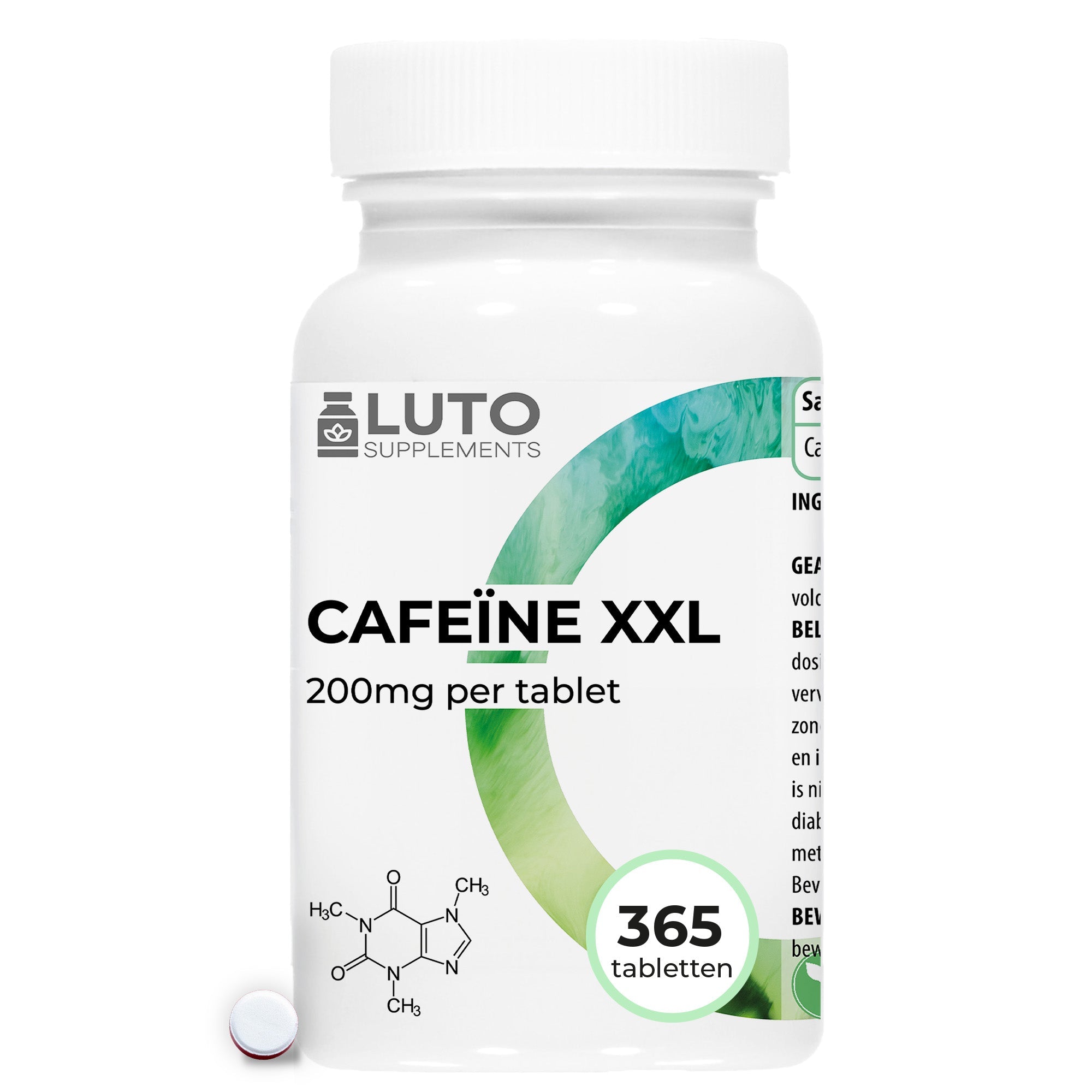 LUTO Supplements Caffeina XXL barattolo con 365 compresse - 200 mg di caffeina anidra per compressa | acquista in Italia