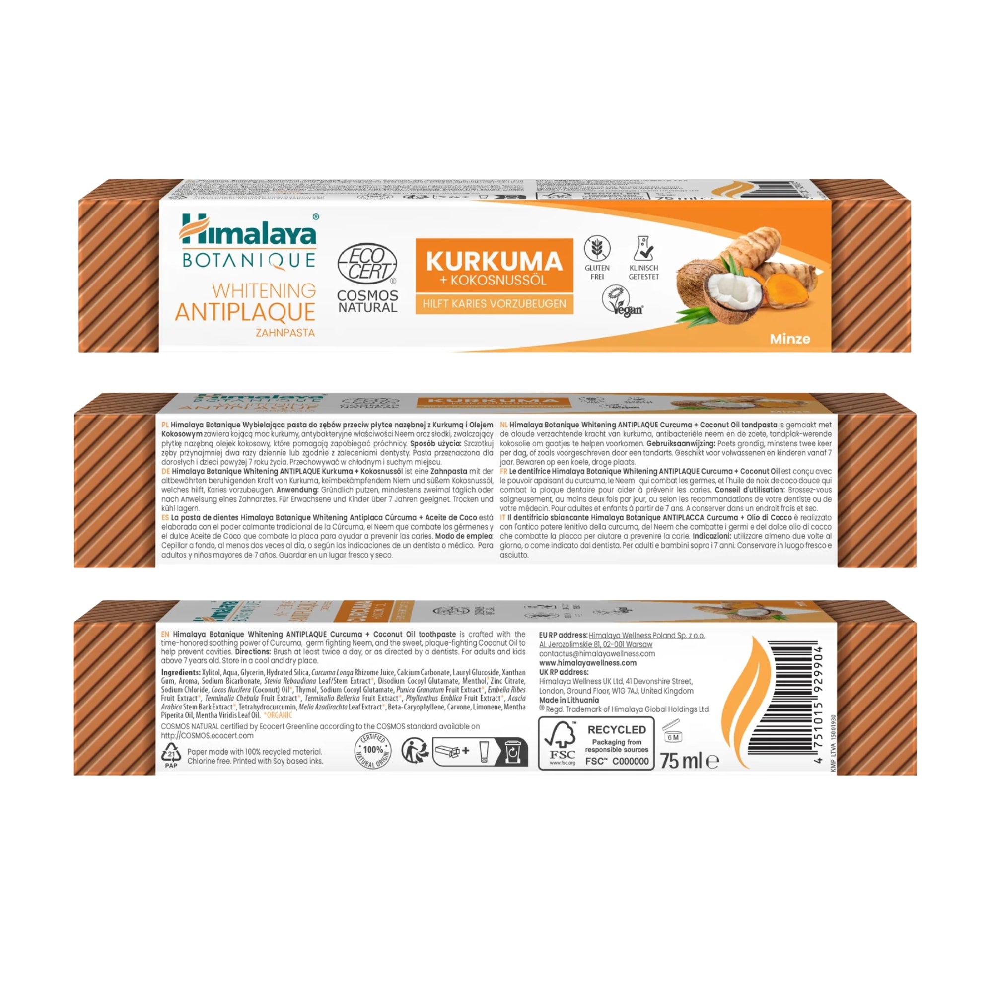Dentifricio Whitening Antiplaque Curcuma e Olio di Cocco | 75 ml | Himalaya