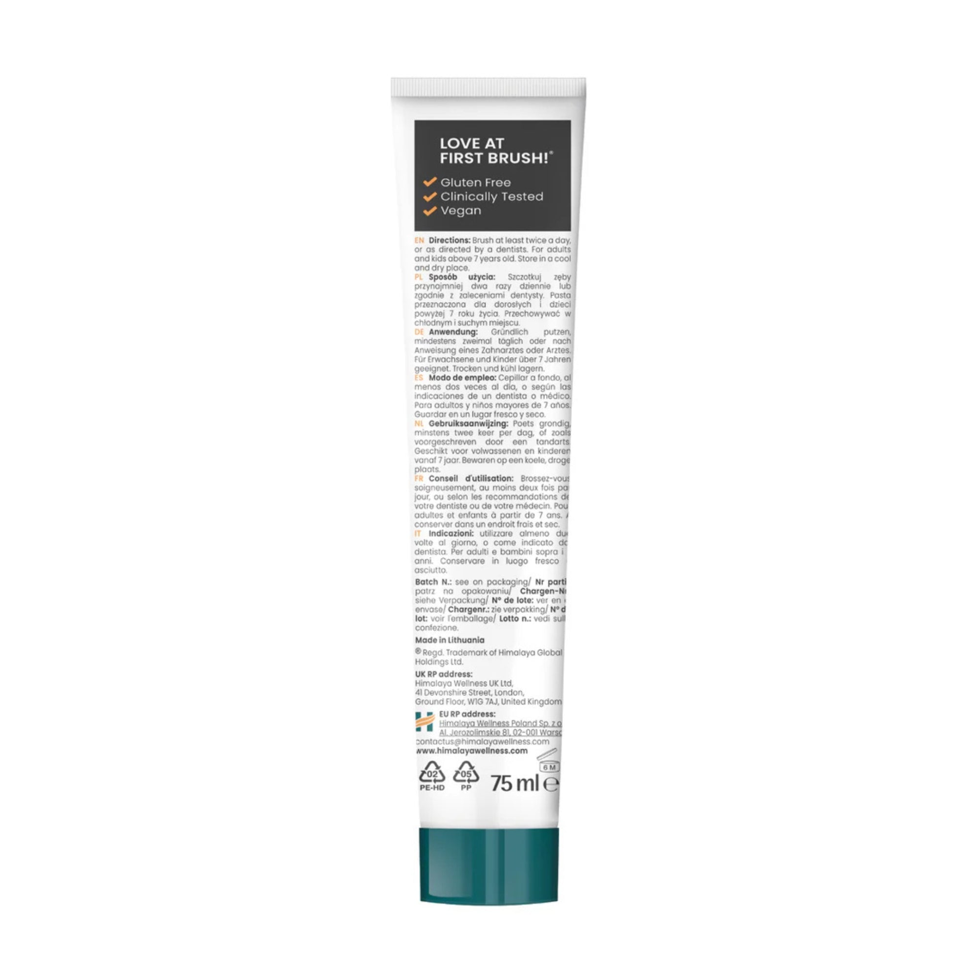 Himalaya Botanique Dentifricio Sbiancante Antiplacca al Carbone + Olio di Nigella | 75 ml | Himalaya