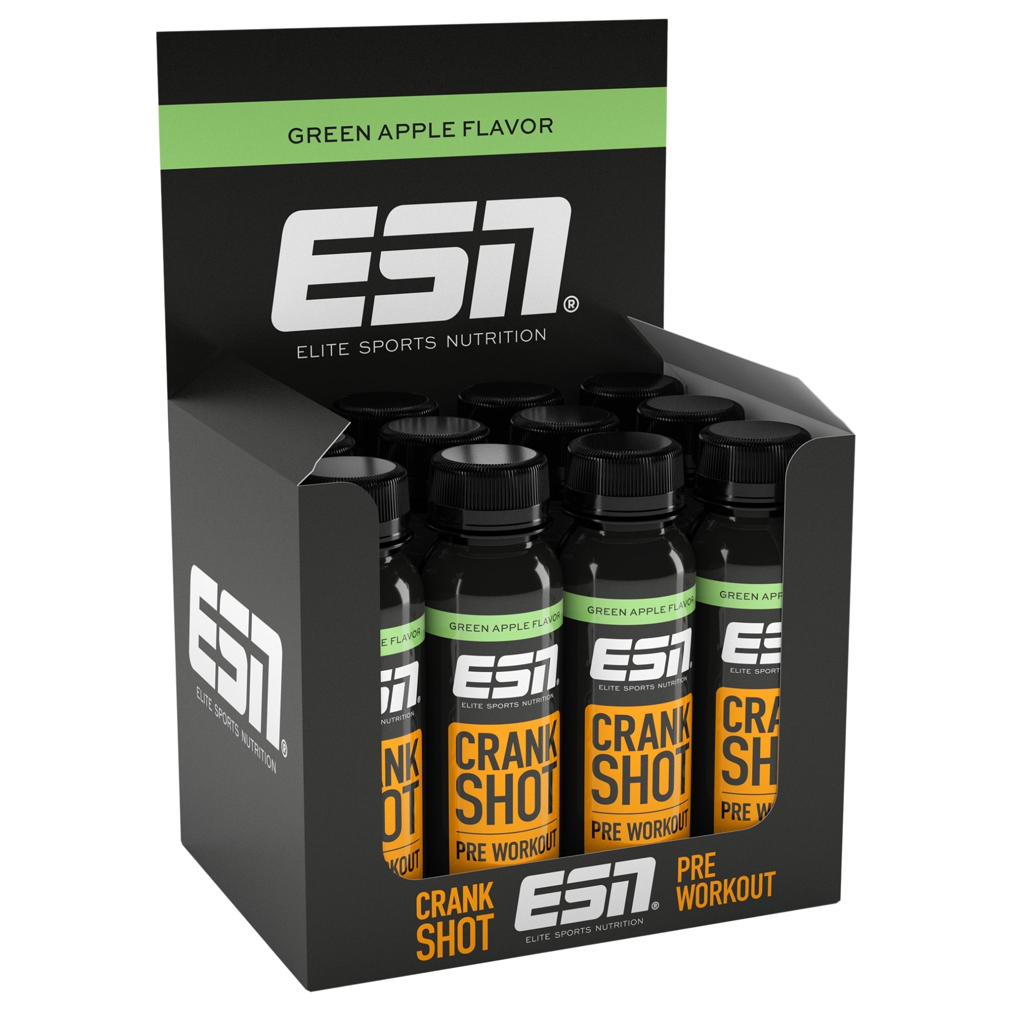 ESN Crank Shot Green Apple 12 x 95 ml shot pre-workout