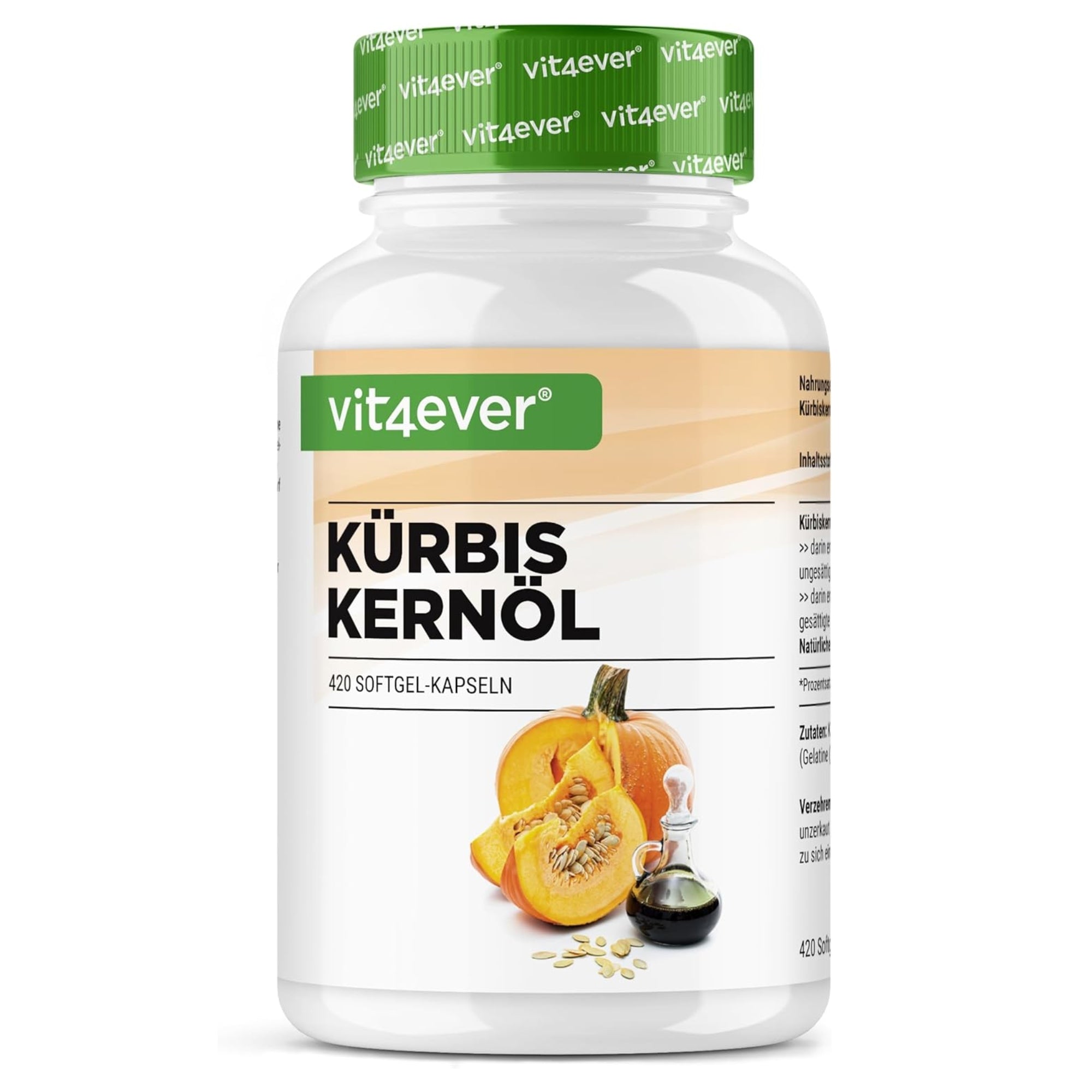 Olio di Semi di Zucca + vitamina E naturale | 420 capsule softgel | Vit4ever