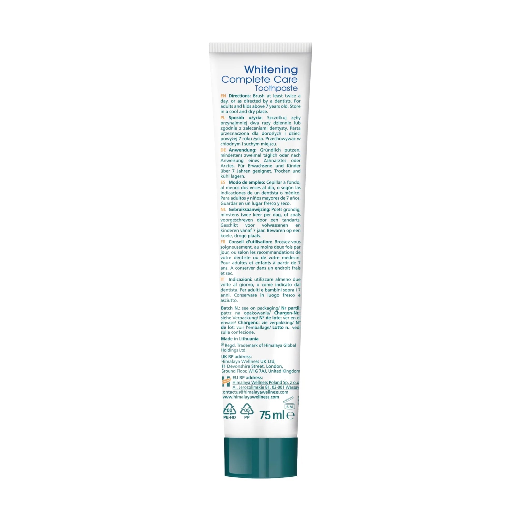 Whitening complete care etichetta multilingue Himalaya