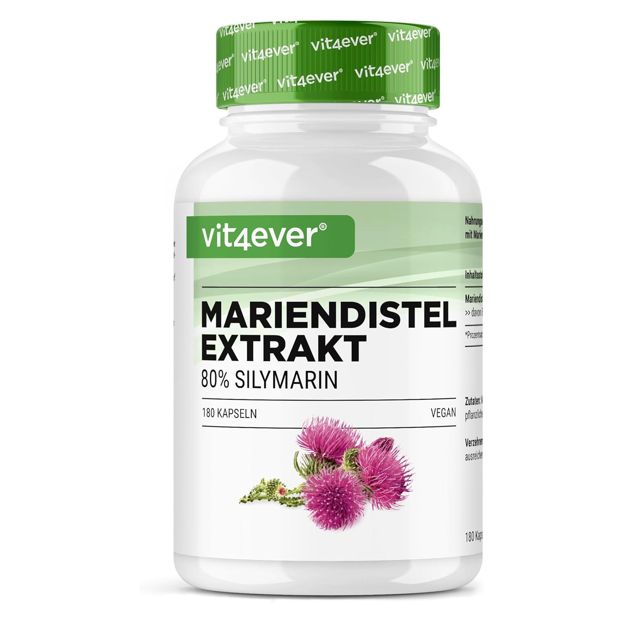 Estratto di Cardo Mariano (80% Silimarina) 500mg | 180 o 365 capsule | Vit4ever