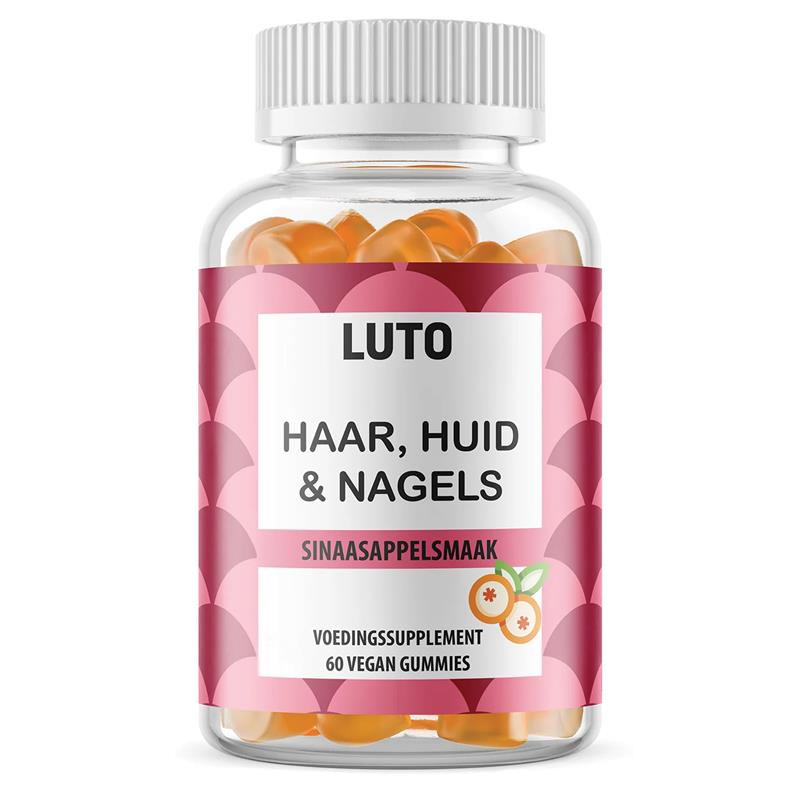 Barattolo di gummies Capelli Pelle e Unghie LUTO gusto arancia - 60 gummies vegane con biotina | acquista in Italia