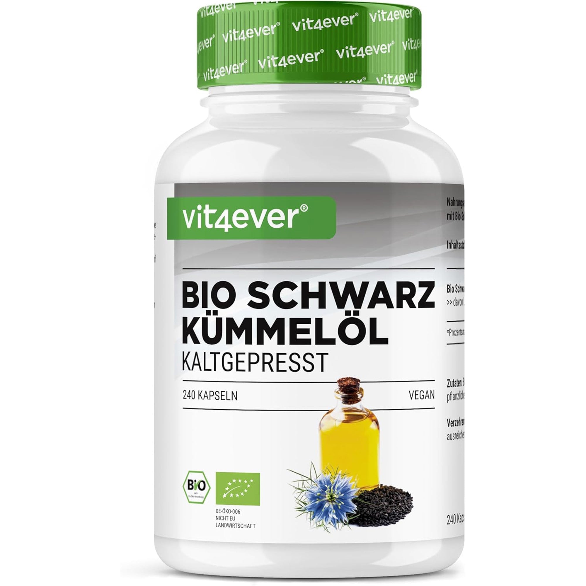 Confezione di Olio di Cumino Nero Biologico – 240 Capsule di Vit4ever