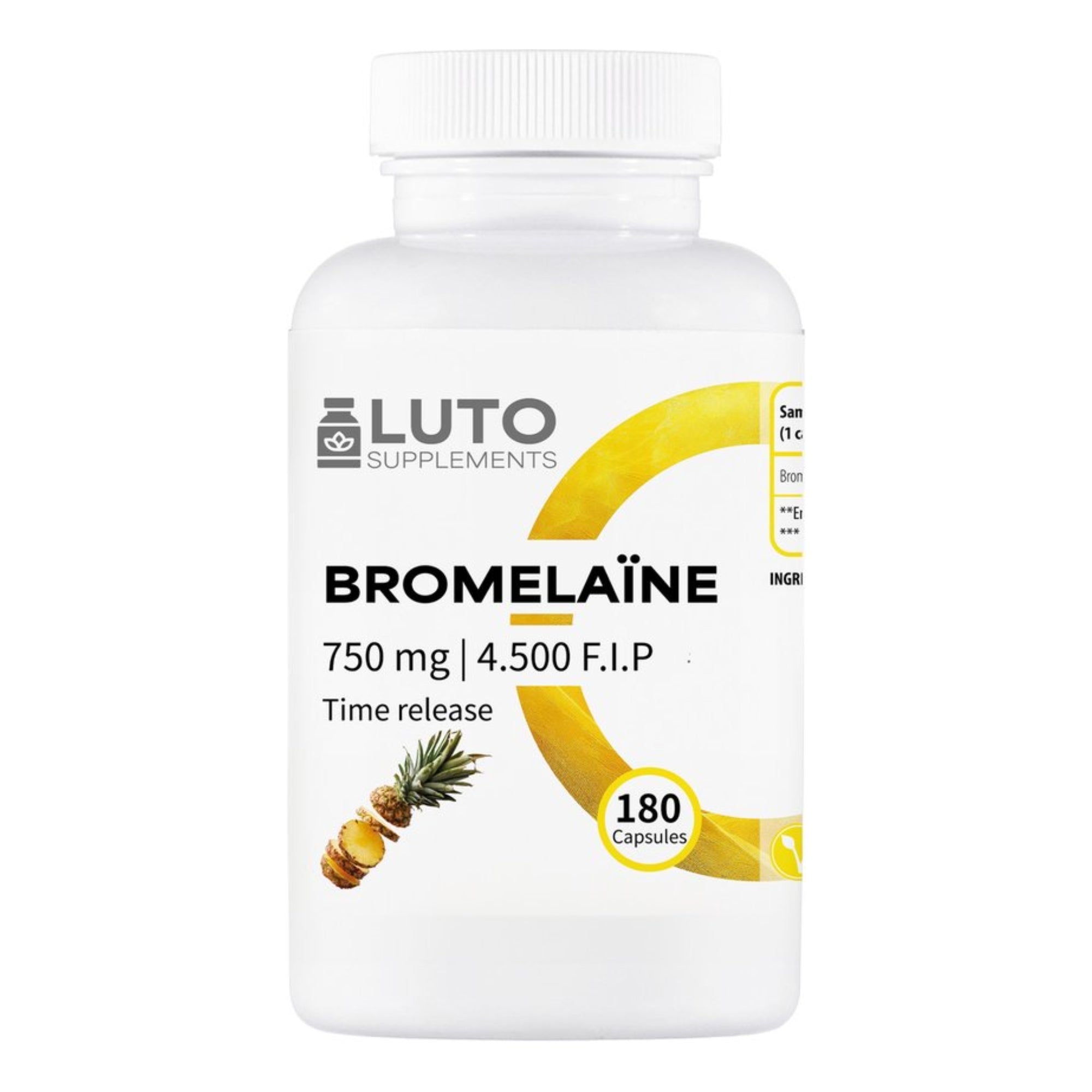 Bromelina 750 mg con 4500 F.I.P., 180 capsule time-release di LUTO Supplements