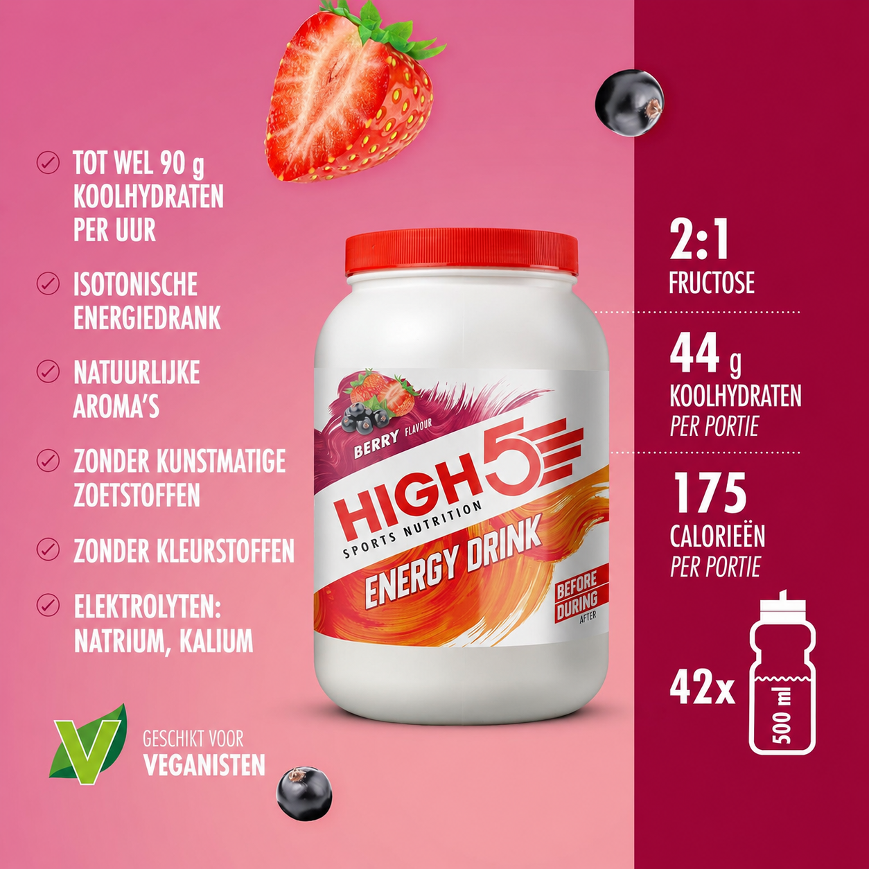 HIGH5 Energy Drink Berry | Polvere carboidrati-elettroliti