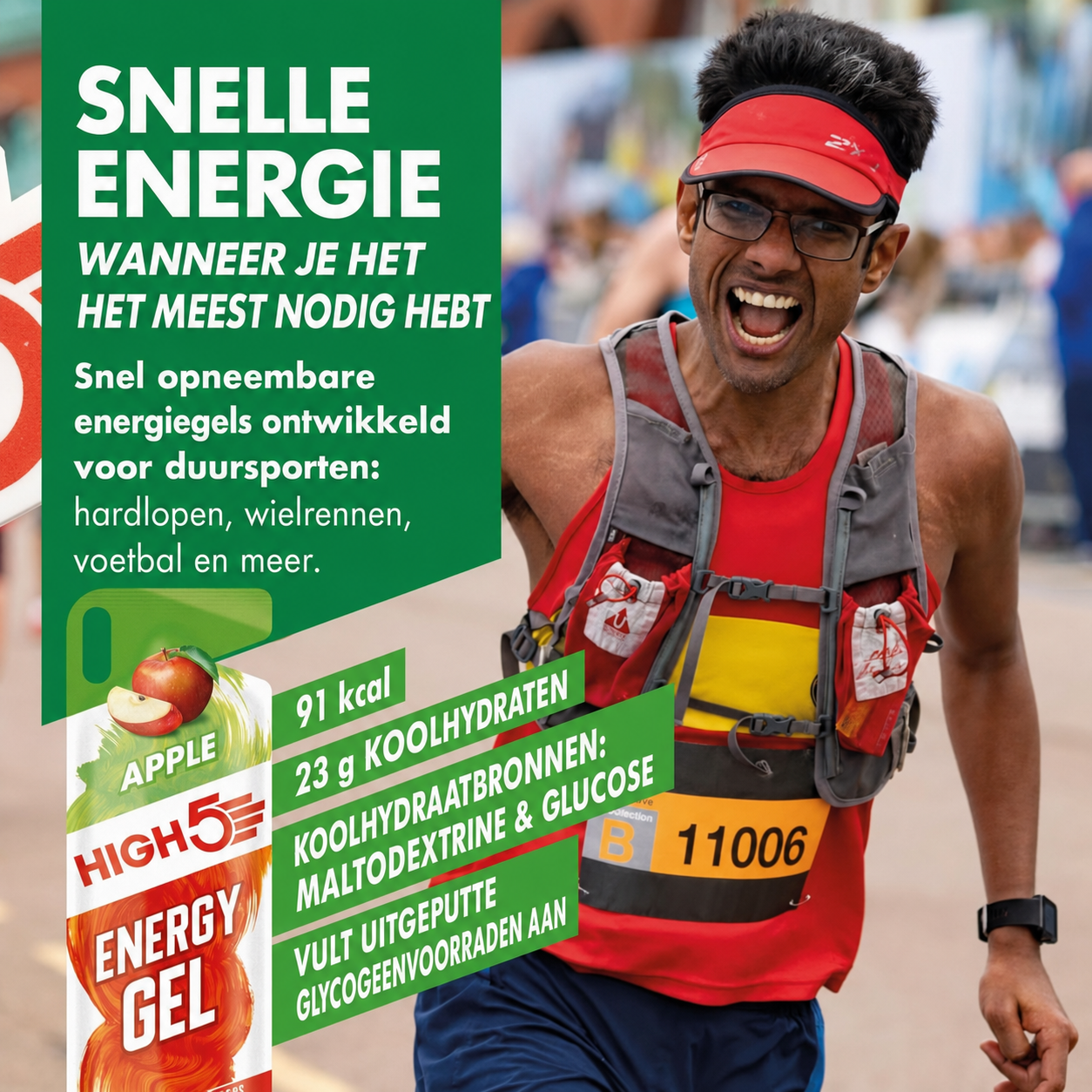 HIGH5 Energy Gel Mela | 20 x 40g | 23g di Carboidrati per Gel