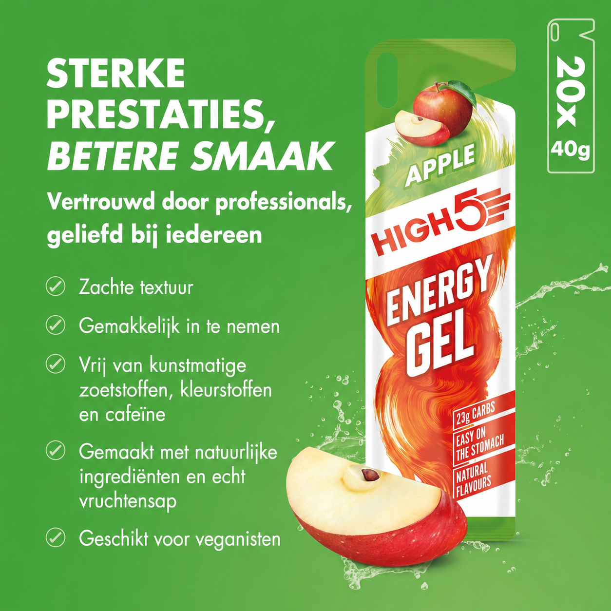 HIGH5 Energy Gel Mela | 20 x 40g | 23g di Carboidrati per Gel