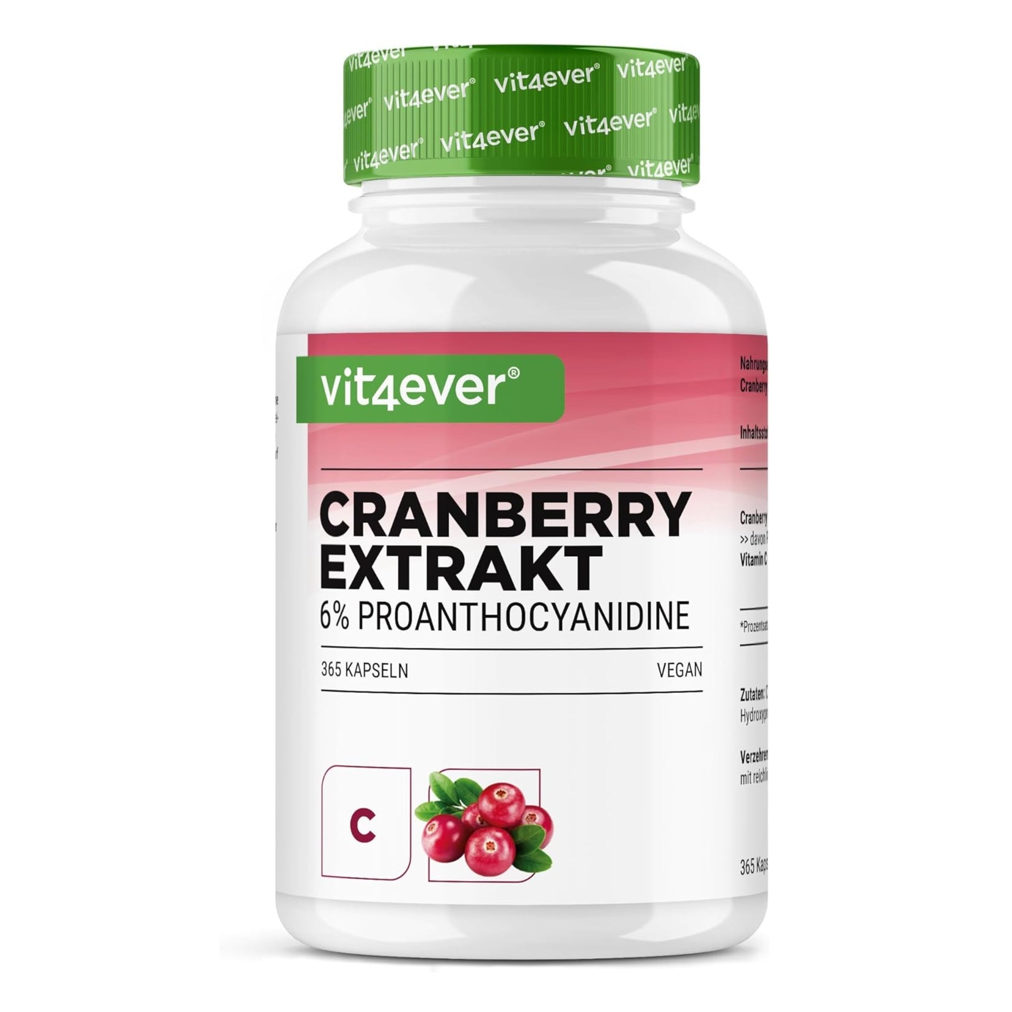 Estratto di Cranberry 6% Proantocianidine | 365 Capsule | Vit4ever