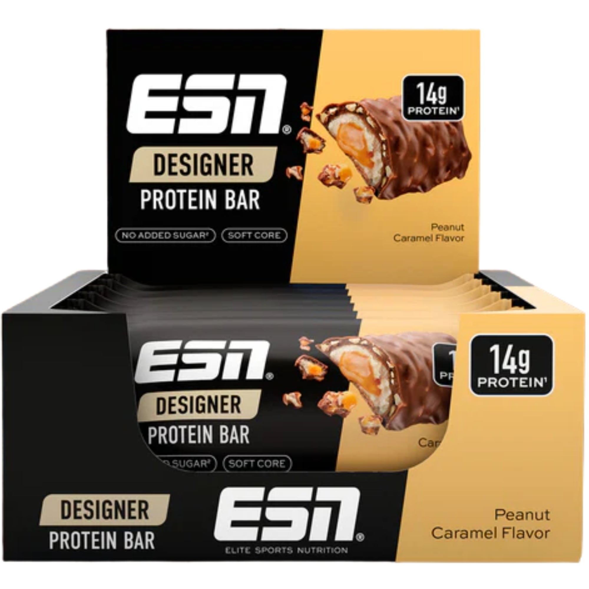ESN Designer Bar Peanut Caramel 12x45g - barretta proteica con arachidi e caramello senza zuccheri aggiunti