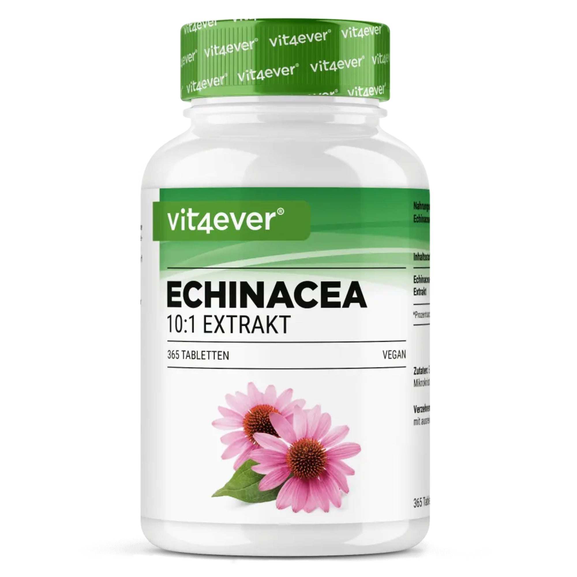 Echinacea Purpurea 500mg di Vit4ever, estratto 10:1 in 365 compresse vegane