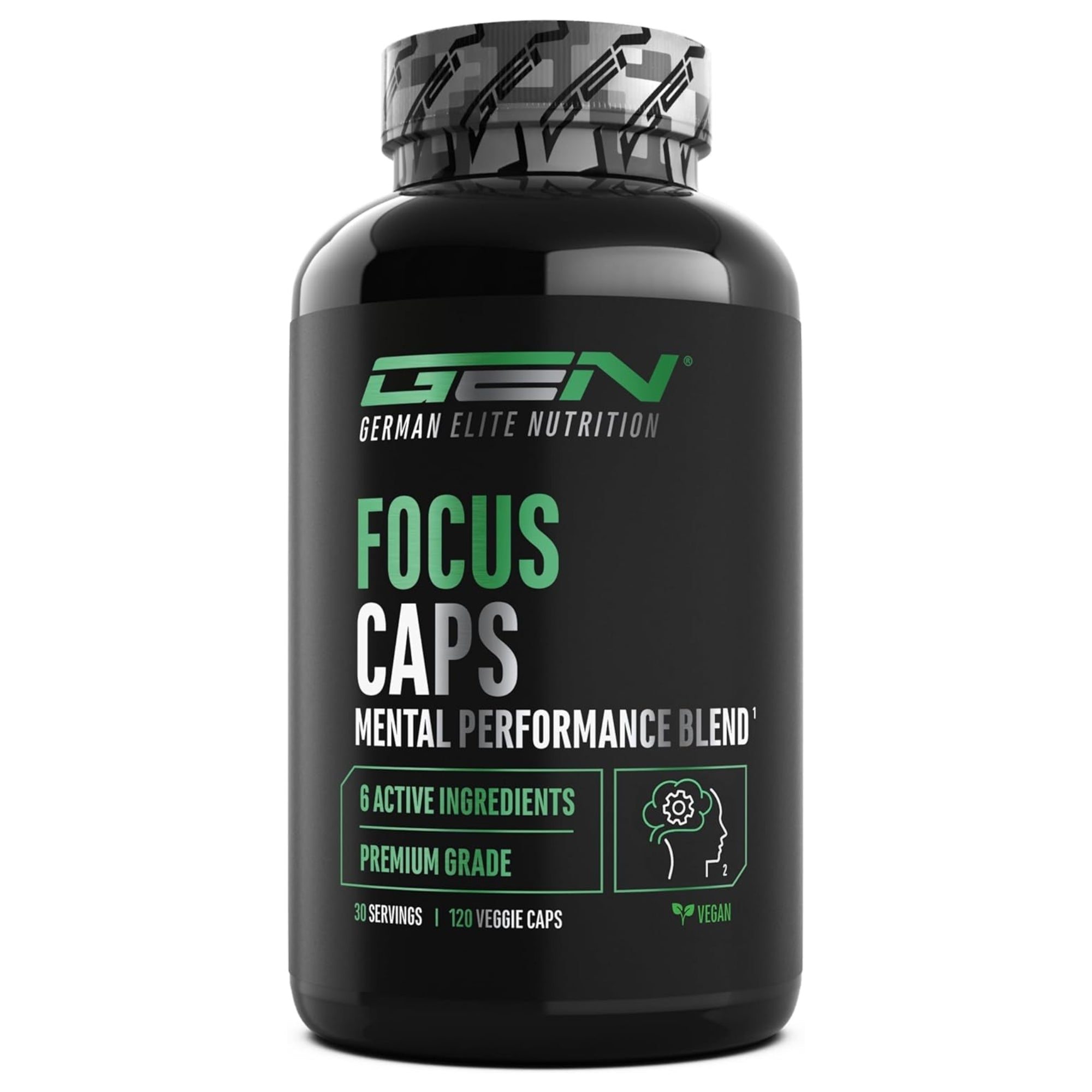 Focus Caps (Mental Performance Blend) 320mg Caffeina | 120 Capsule | German Elite Nutrition