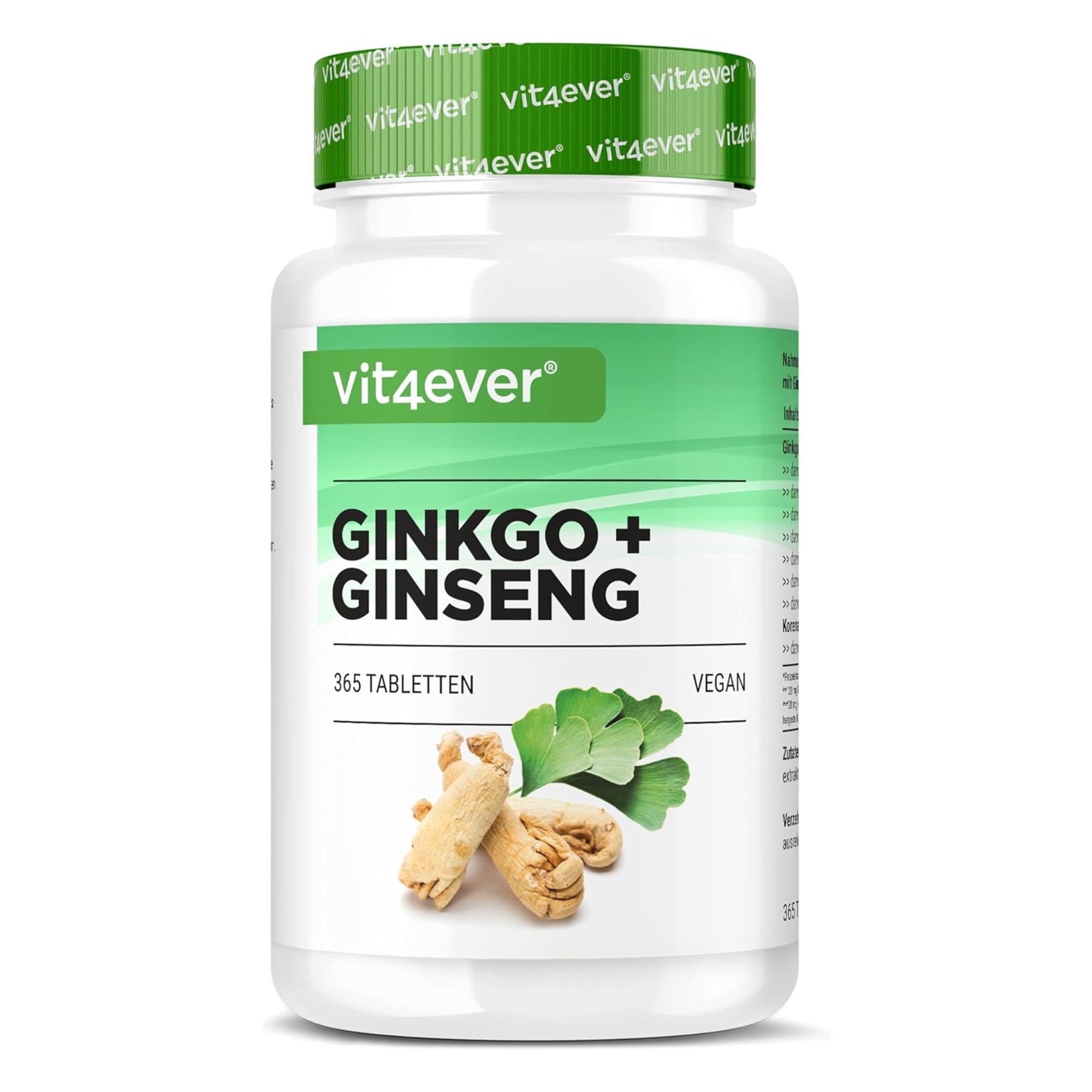 Estratto Ginkgo + Ginseng 50:1 | 365 Compresse | Vit4ever