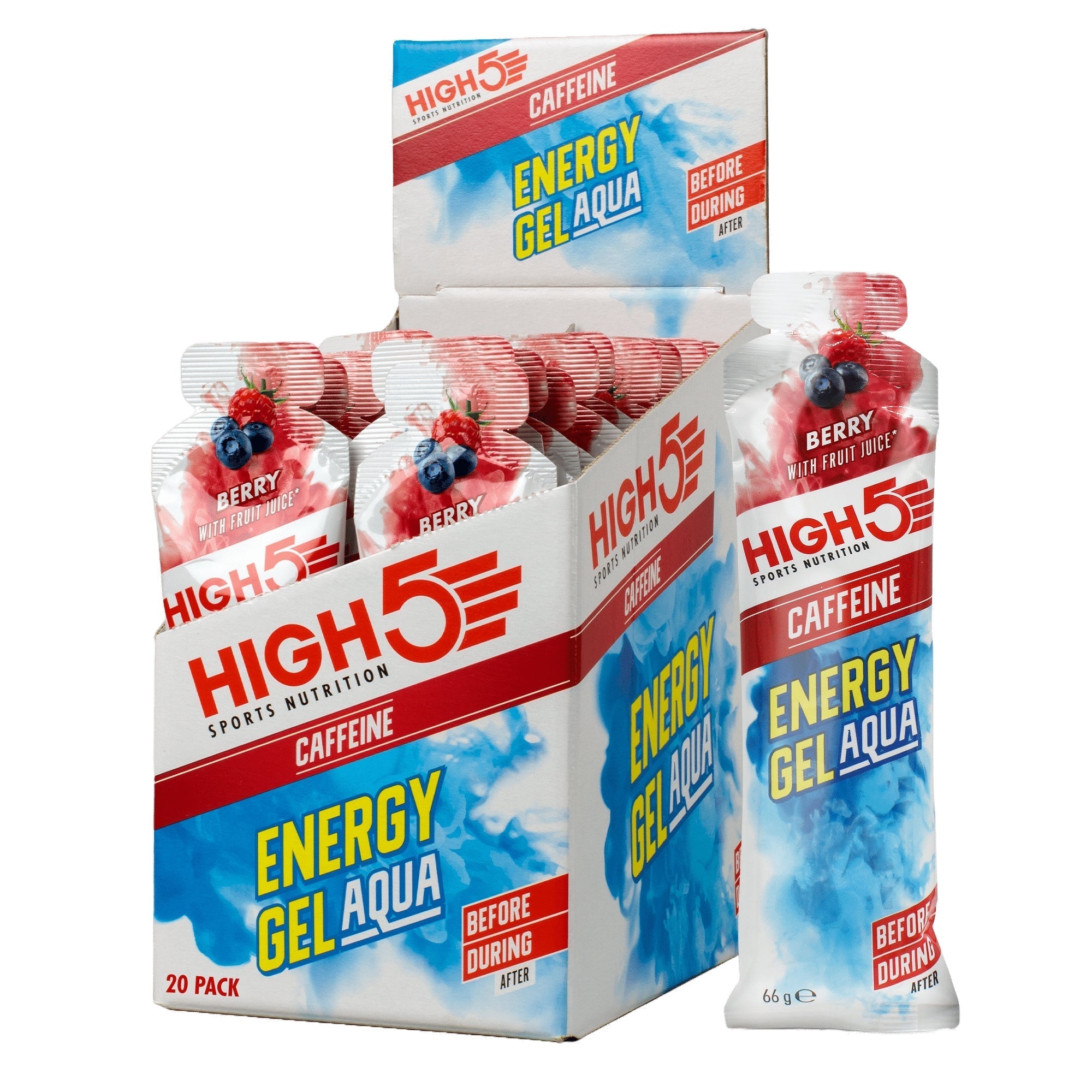 High5 Energy Gel Aqua Caffeine Berry | 23 g di carboidrati per gel