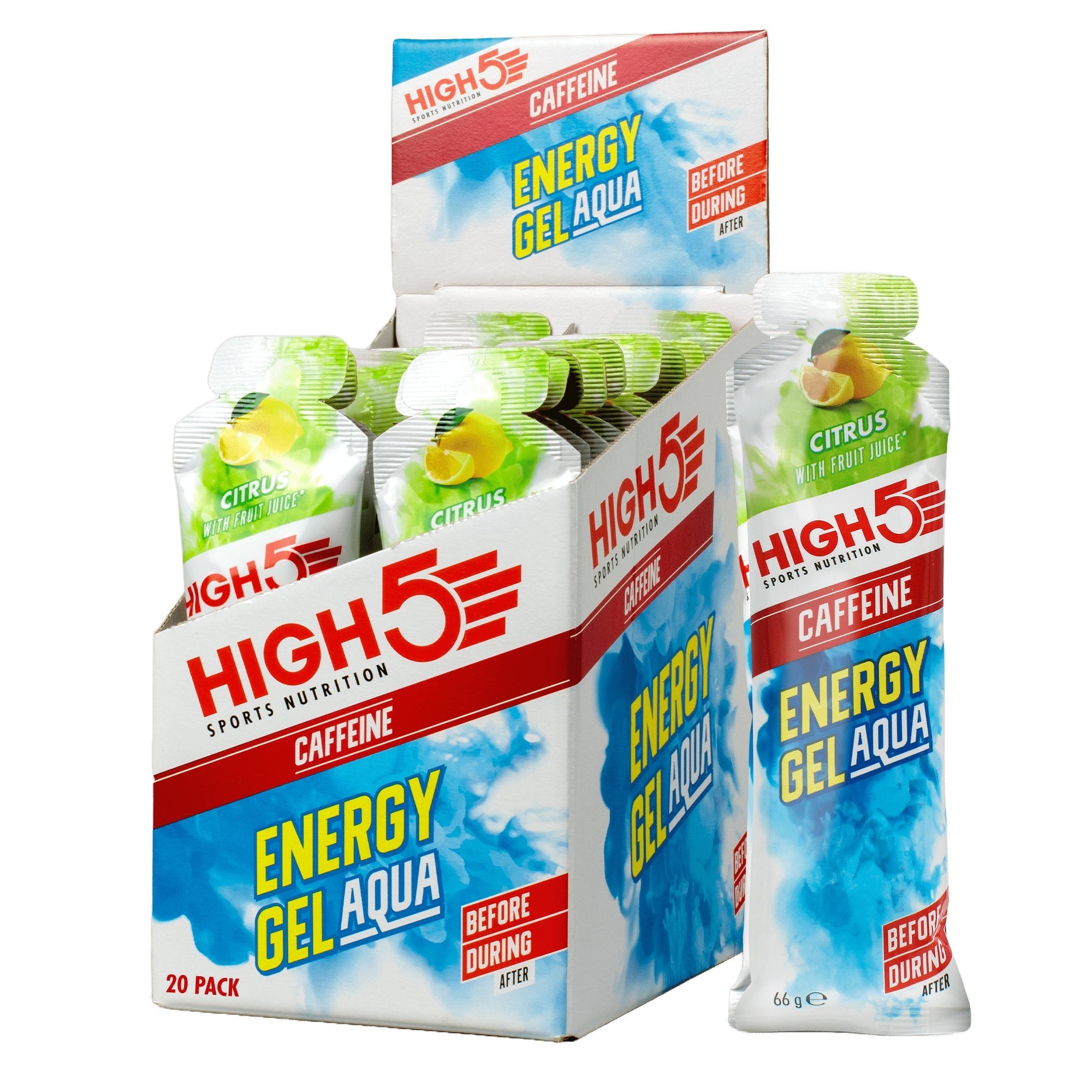 20 x High5 Energy Gel Aqua Caffeine gusto Citrus