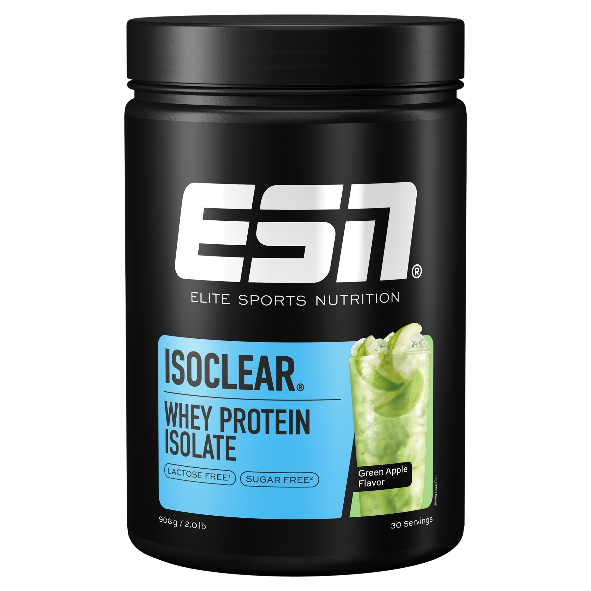 ESN Isoclear Green Apple isolato di siero di latte 908 g - polvere proteica senza zucchero senza lattosio