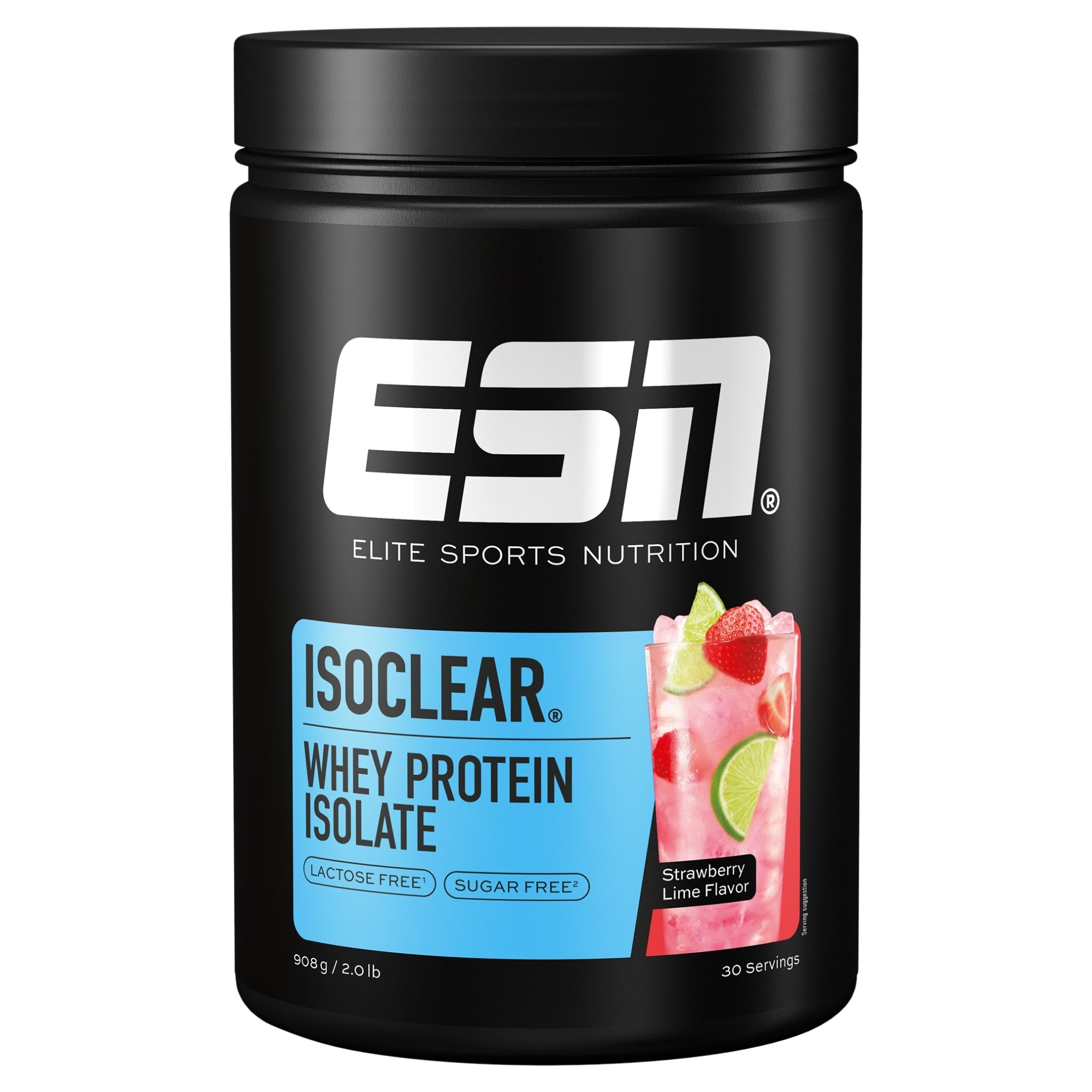 ESN Isoclear Strawberry Lime - limonata proteica isolato di siero di latte al gusto di fragola e lime senza zucchero senza lattosio
