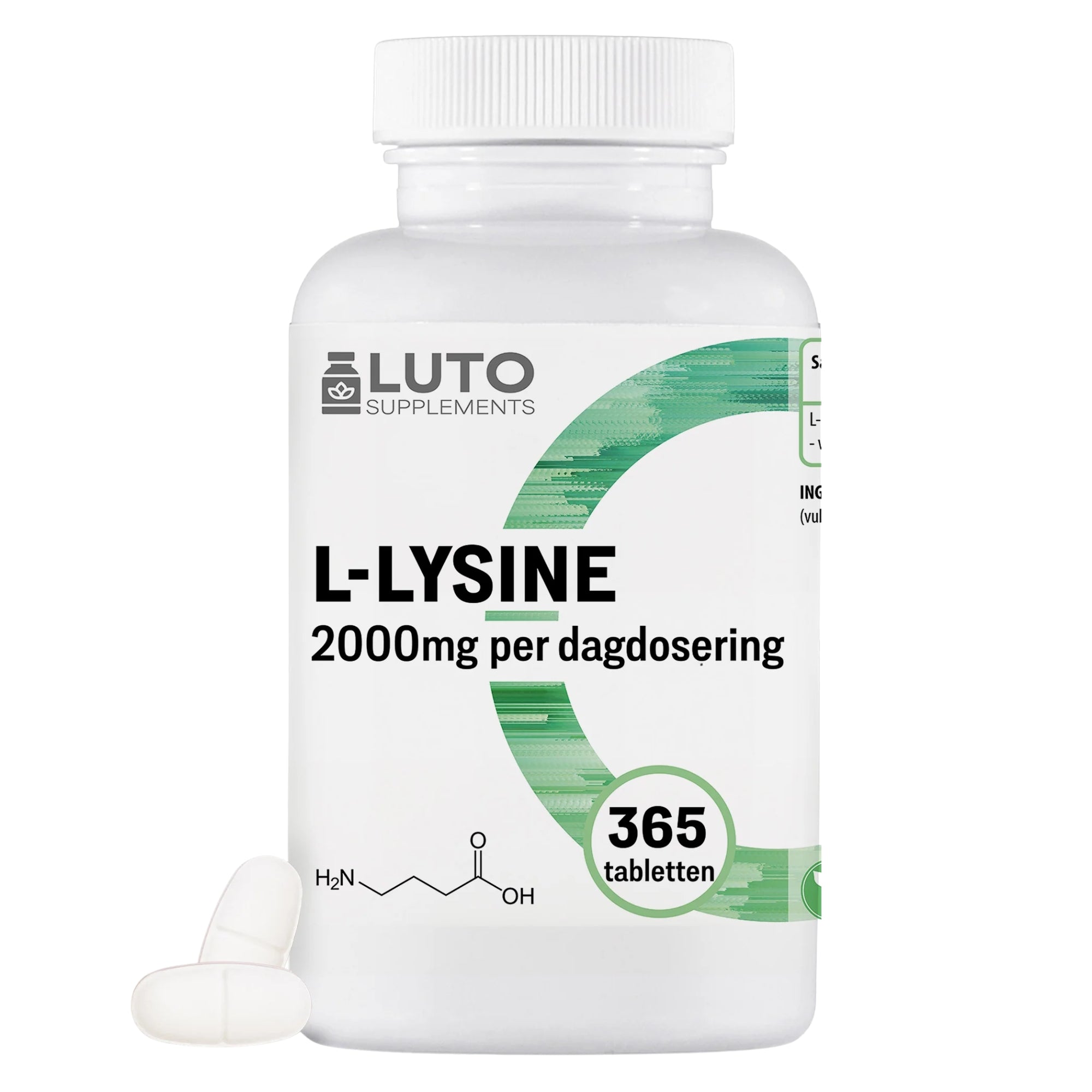 L-Lisina 365 compresse di LUTO Supplements, 2000 mg di L-lisina HCL per dose giornaliera