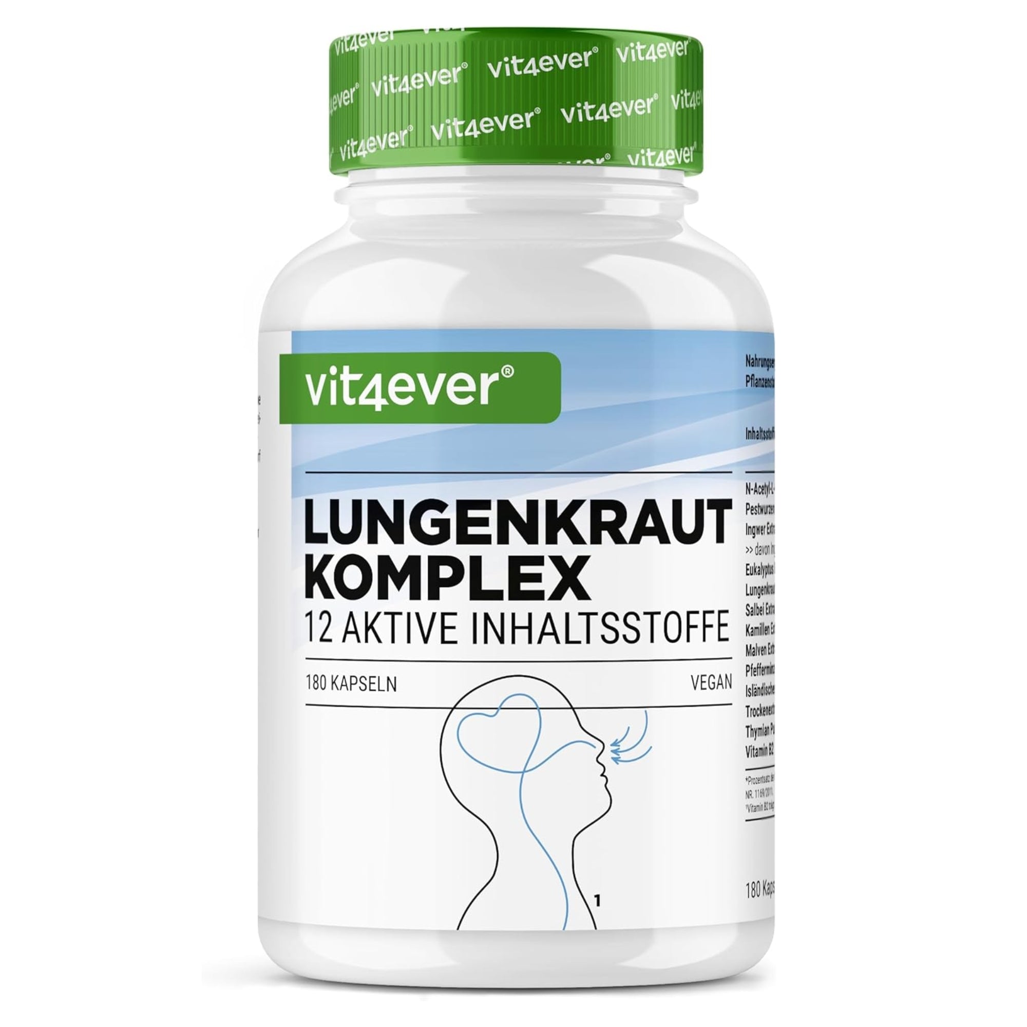 Polmonaria Complesso per le vie respiratorie con NAC ed Erbe | 180 Capsule | Vit4ever