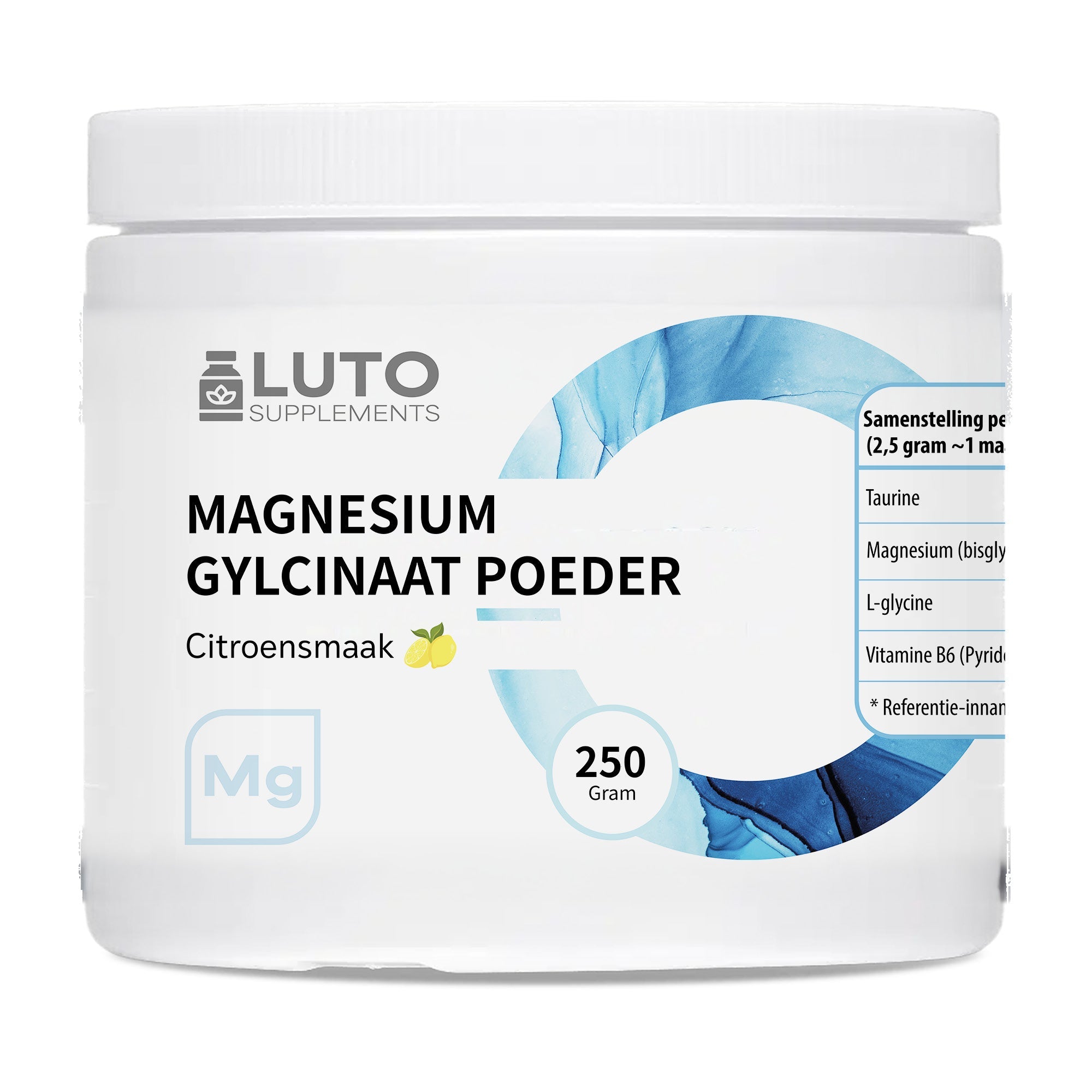 LUTO Supplements Magnesio Glicinato in polvere 250g gusto limone con L-carnitina e vitamina B6 | acquista in Italia