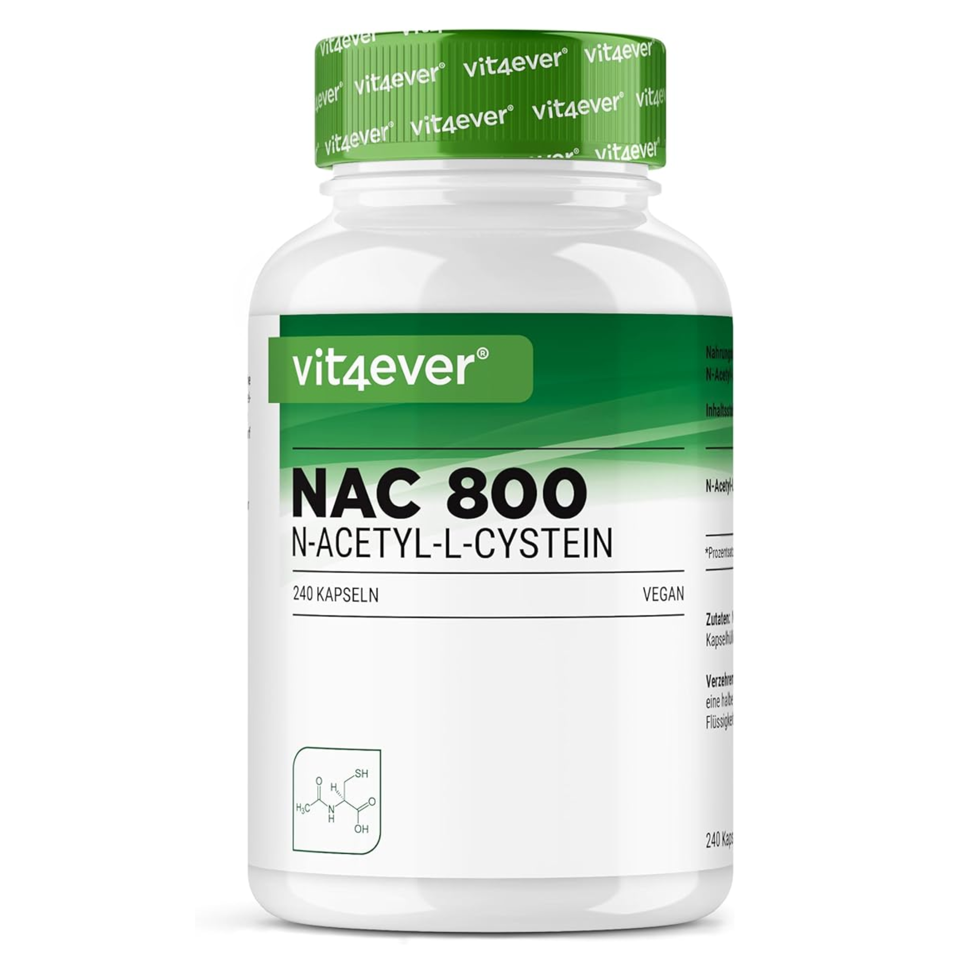 NAC N-Acetil L-Cisteina 800mg | 240 Capsule | Vit4ever