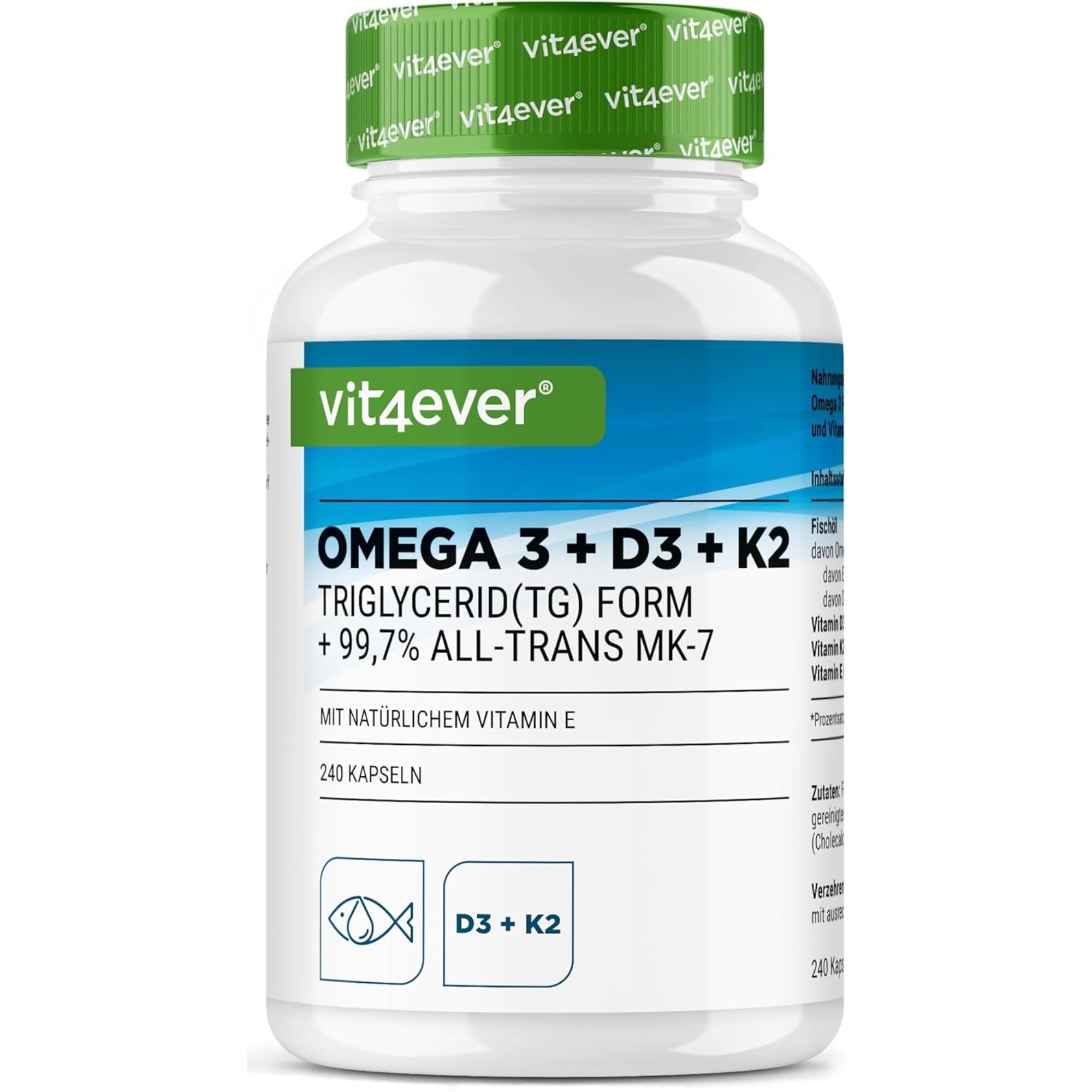 Omega 3 + D3 + K2 Complex | 240 Capsule | Vit4ever