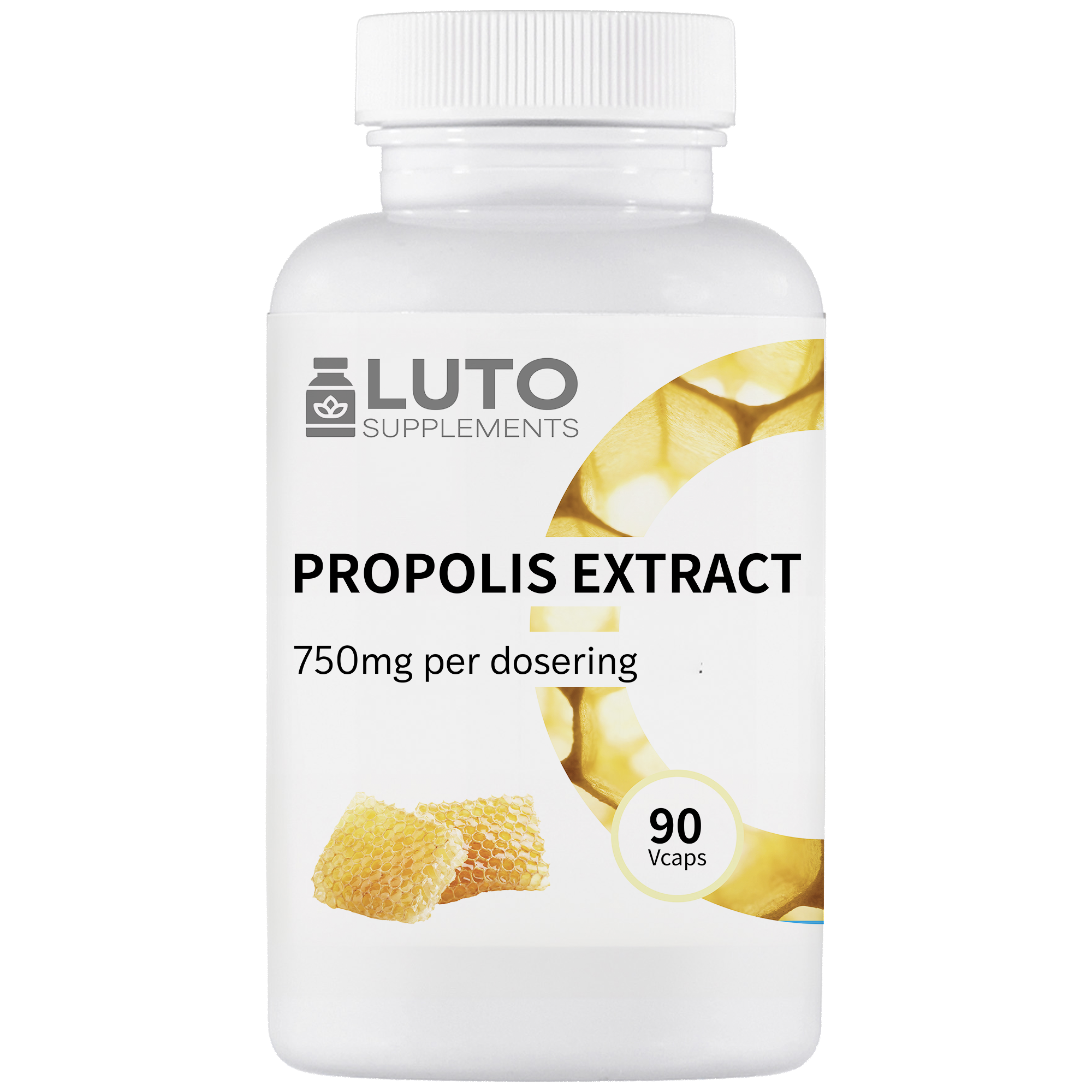 Barattolo di Estratto di Propoli LUTO Supplements con 90 capsule vegetariane - 750 mg per dose | acquista in Italia