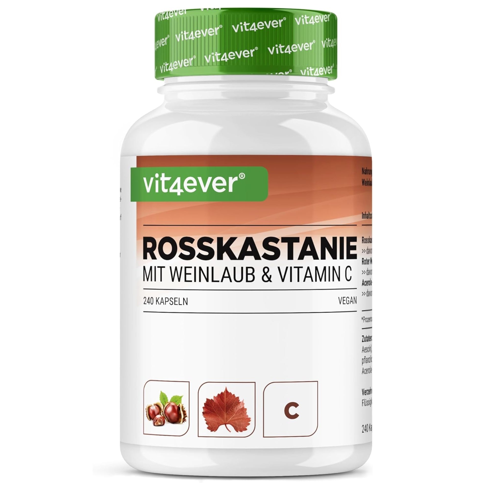 Ippocastano e Vite Rossa con Vitamina C | 240 capsule | Vit4ever