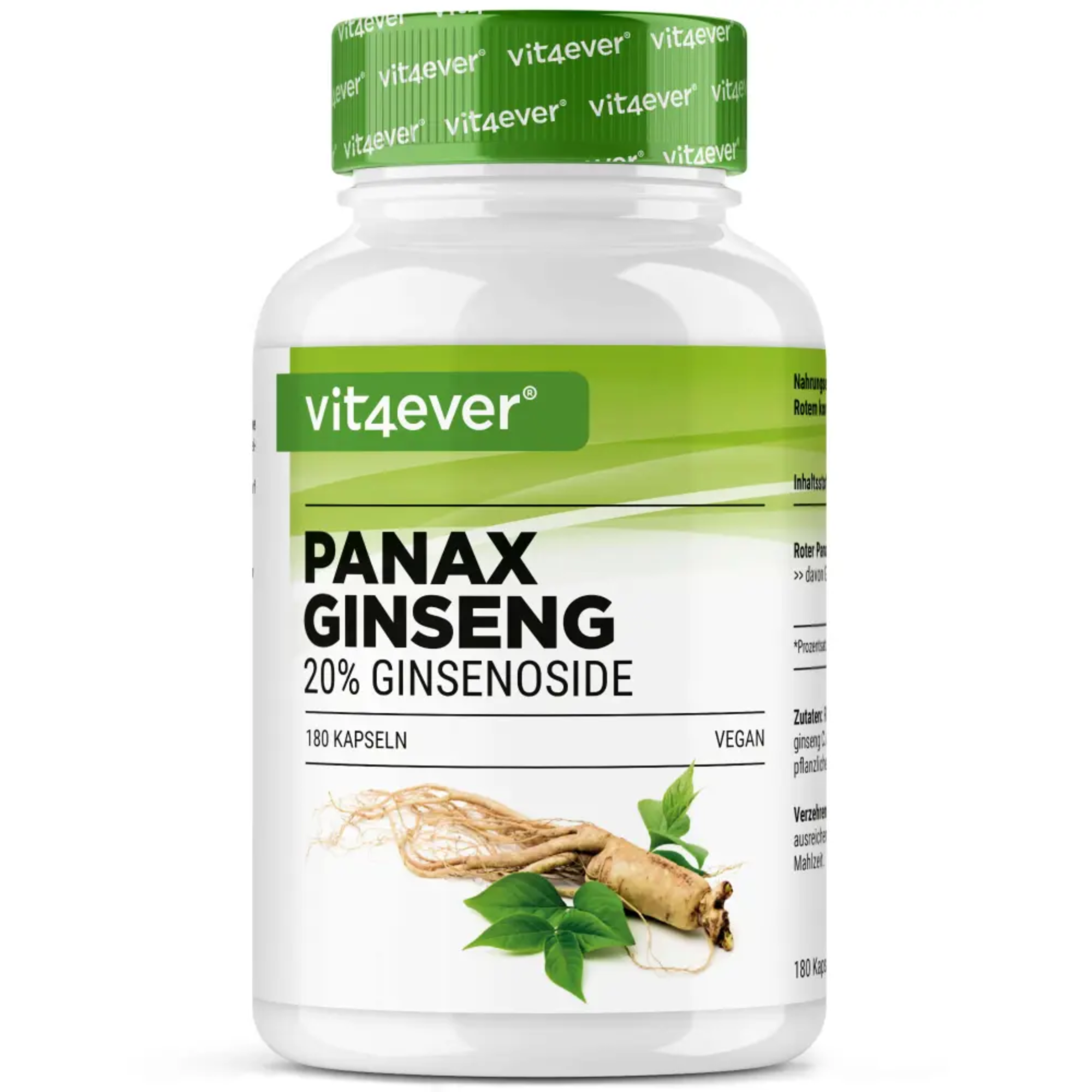 Panax Ginseng Estratto 20:1 | 180 Capsule | Vit4ever