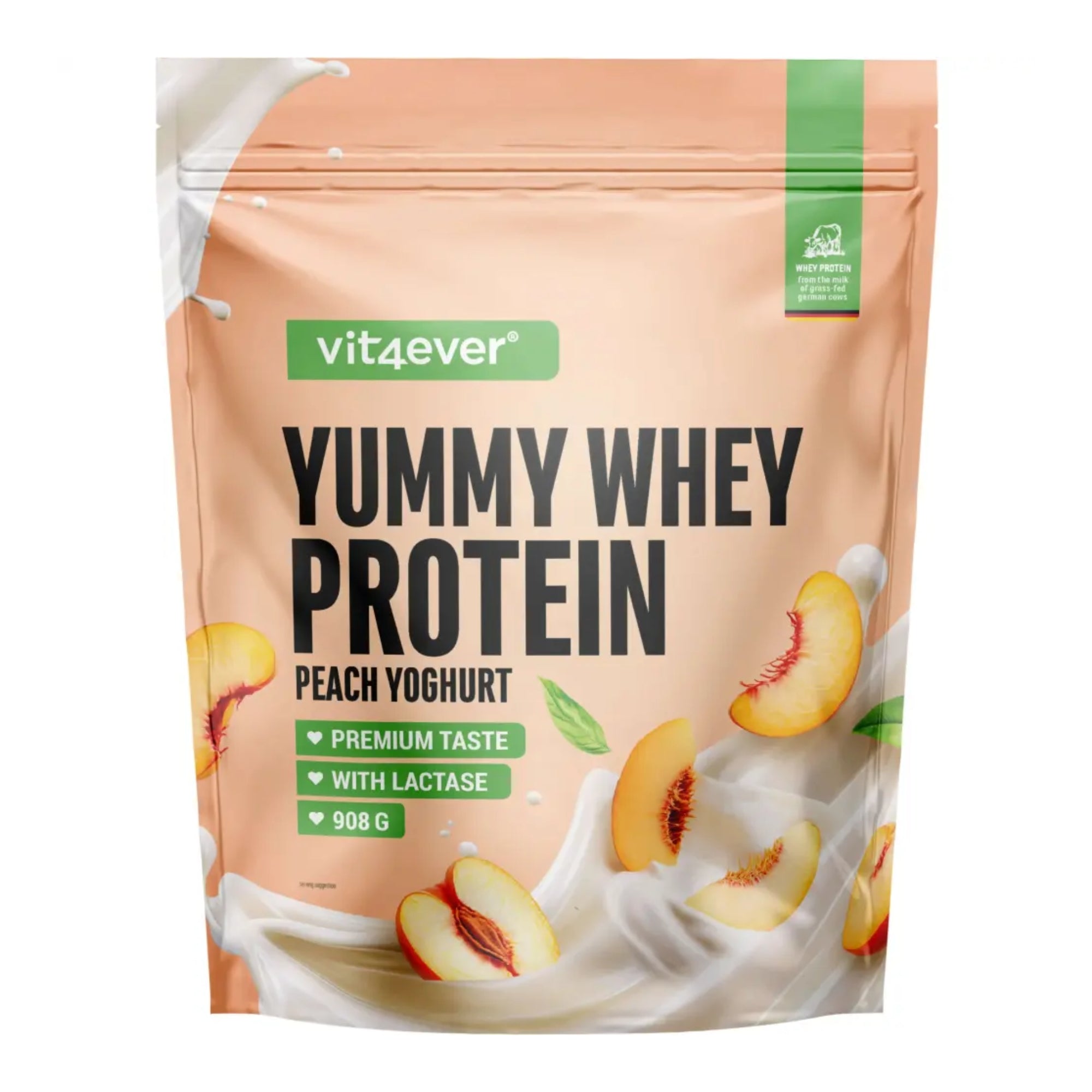 Vit4ever Yummy Whey Protein Peach Yoghurt shake proteico 908 grammi