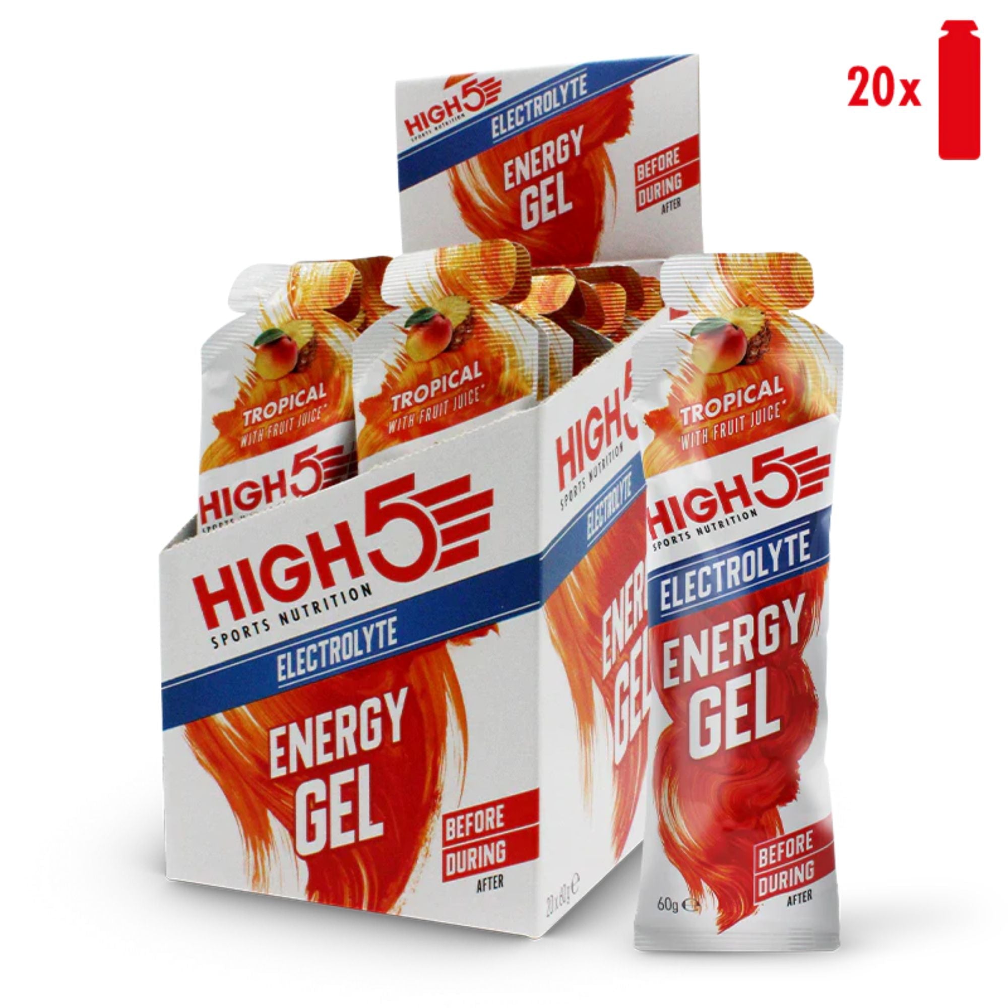 High5 Energy Gel Electrolyte Tropical | 23 g di carboidrati per gel