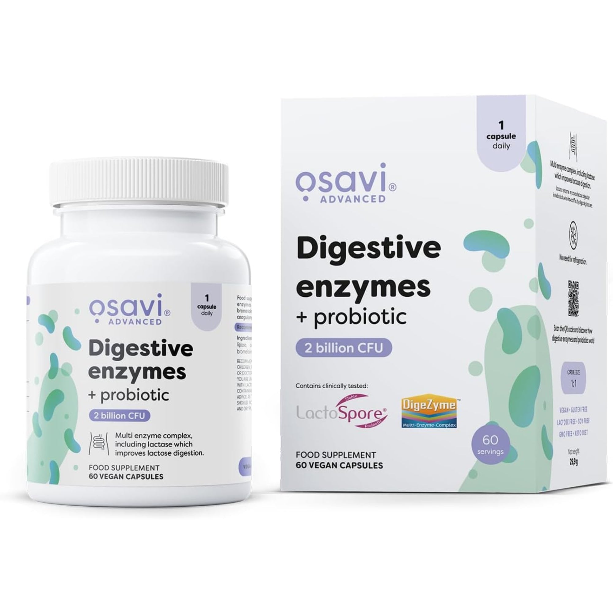Osavi Enzimi digestivi con Probiotico - capsule vegane con DigeZyme e LactoSpore | acquista in Italia