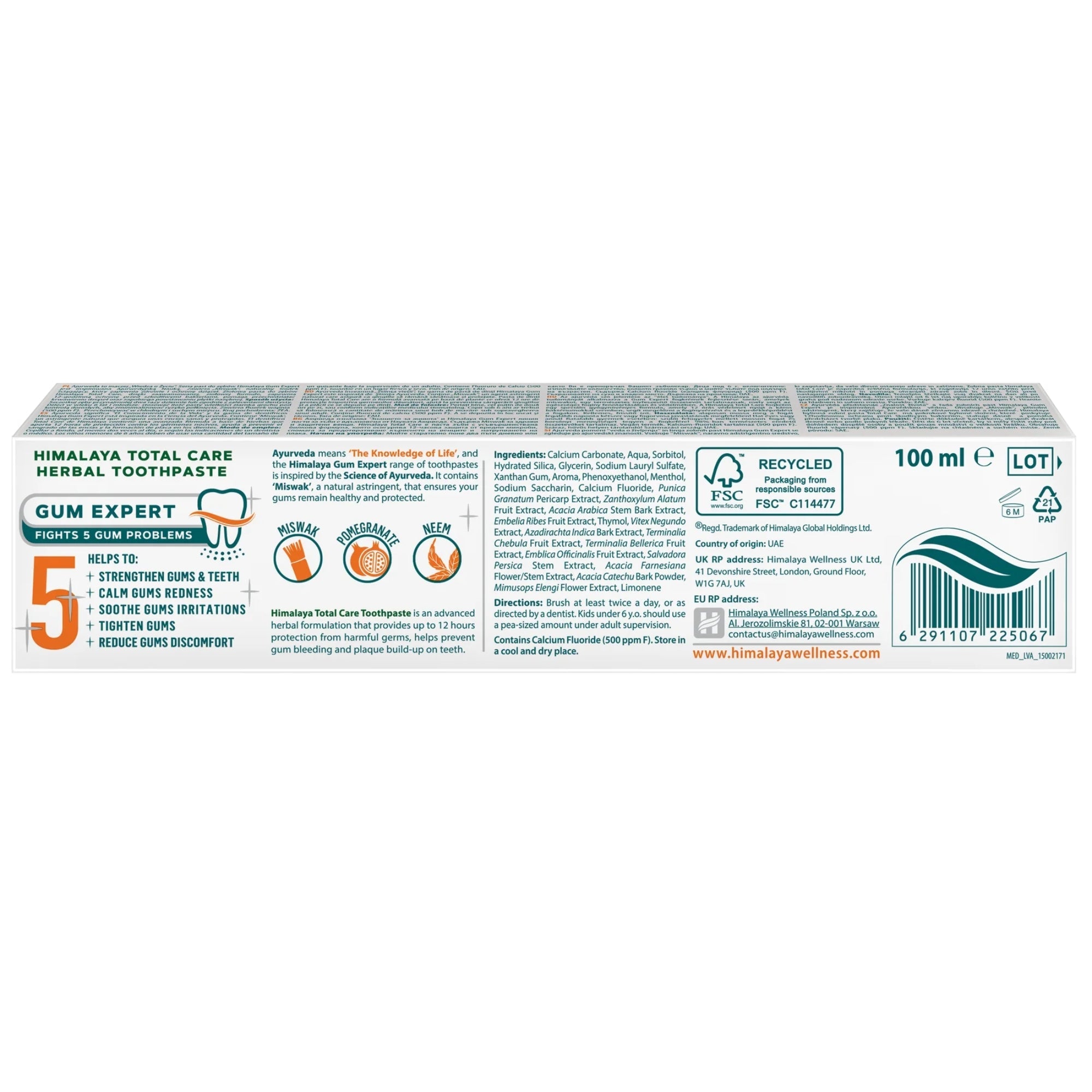 Dentifricio alle Erbe Total Care (Total Care Herbal Toothpaste) | 100 ml | Himalaya