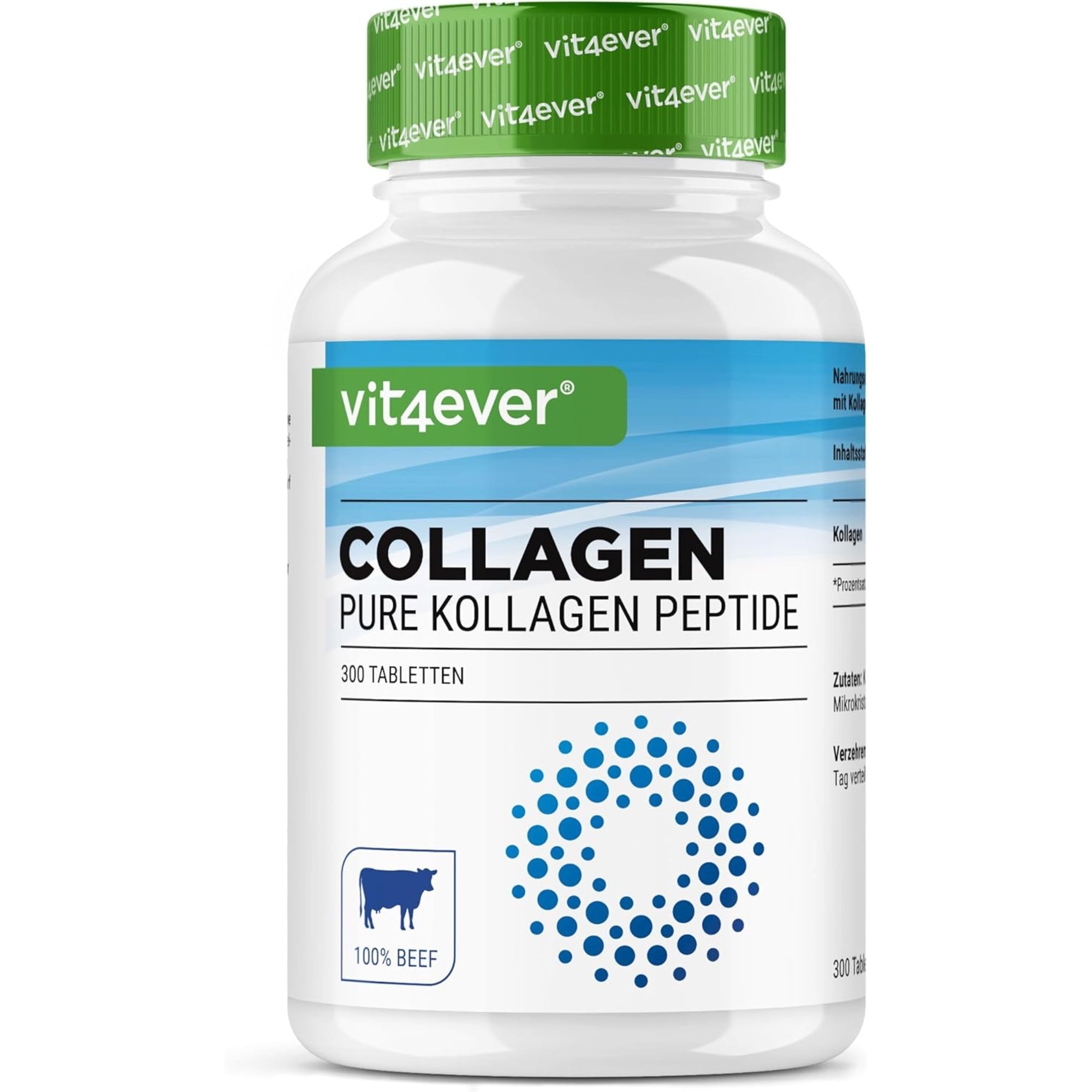 Collagene Bovino 3000mg | 300 Compresse | Vit4ever