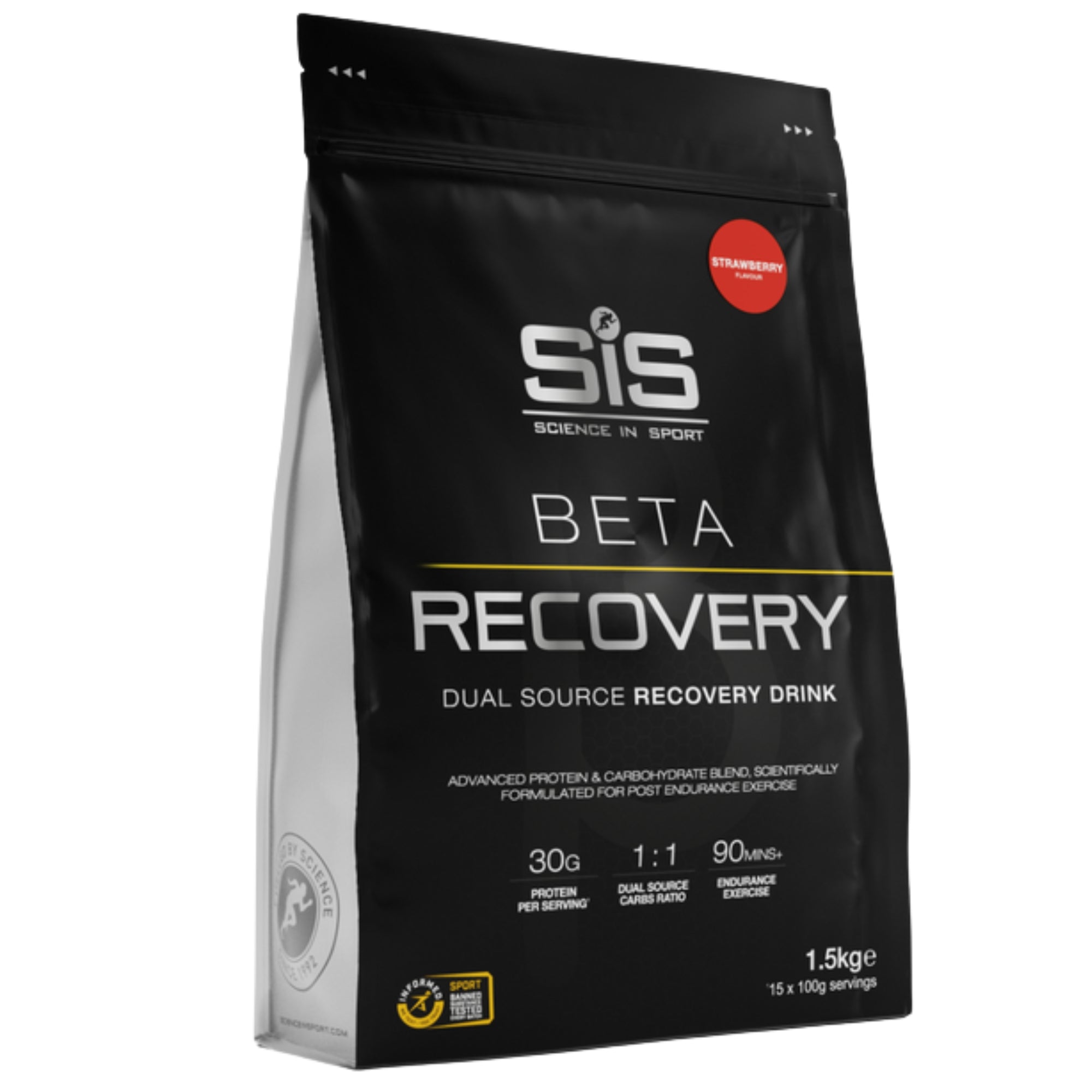 SiS BETA Recovery Fragola 1,5 kg shake di recupero ricco di proteine con 30 g di proteine e carboidrati