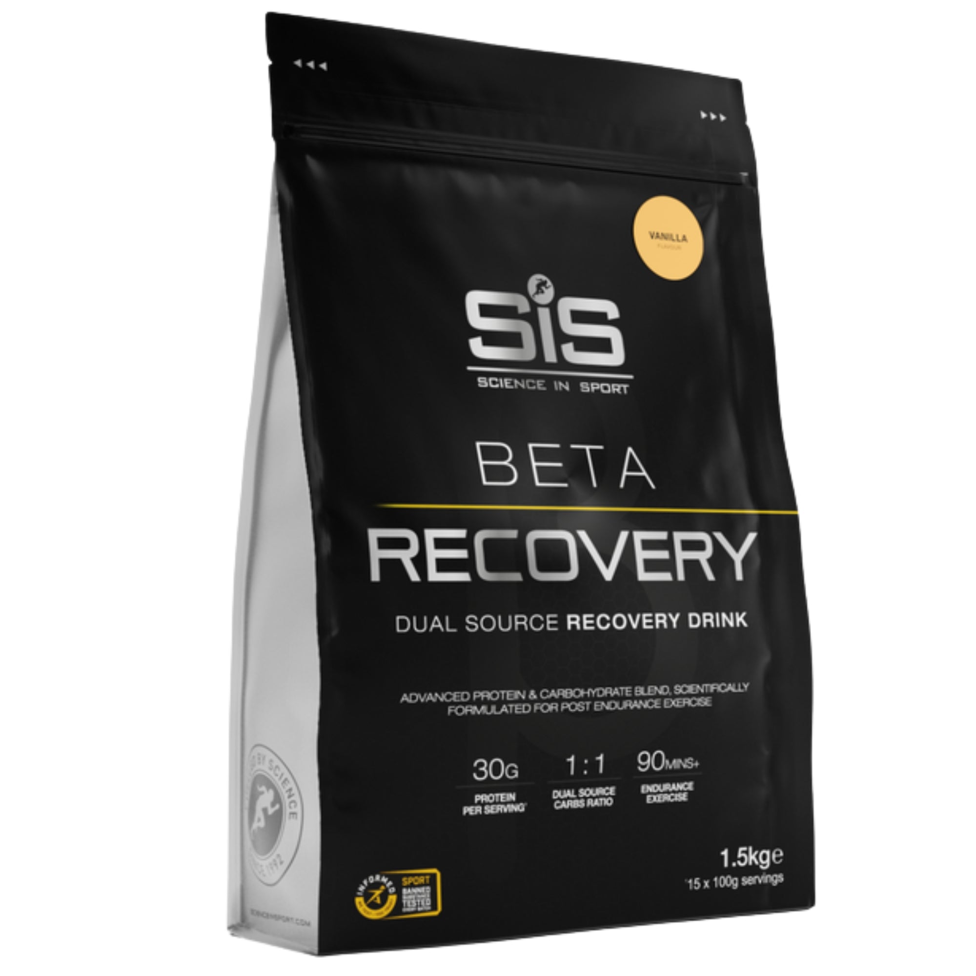 SiS BETA Recovery Vaniglia 1,5 kg shake di recupero ricco di proteine con 30 g di proteine e carboidrati