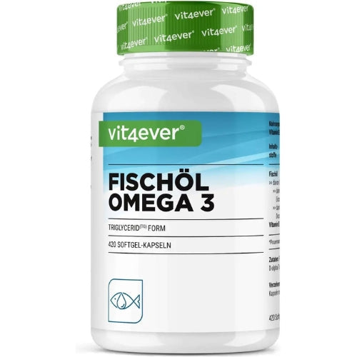 Omega 3 Olio di Pesce Forma Trigliceride | 420 Capsule | Vit4ever