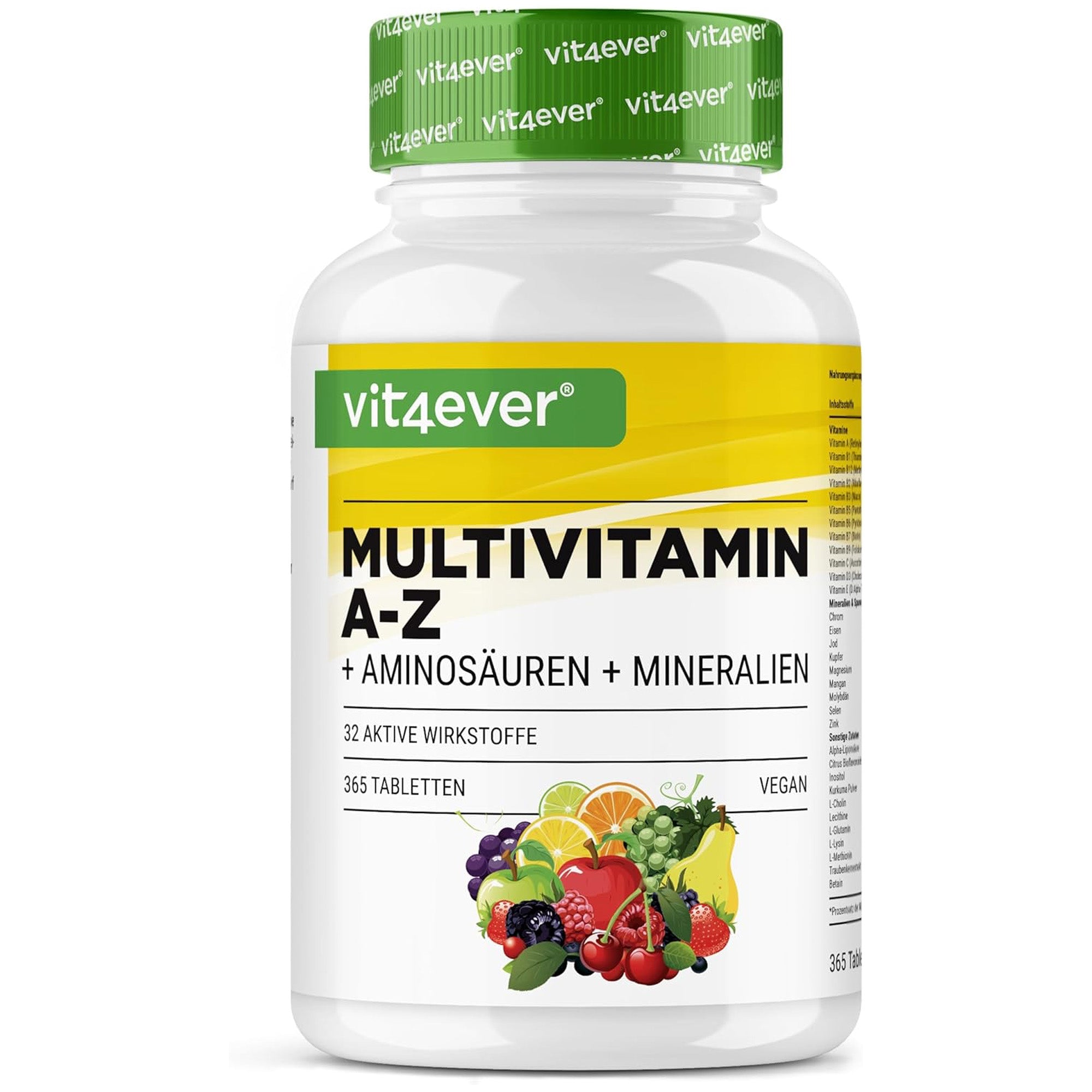 Multivitaminico A-Z + Amminoacidi + Minerali | 365 Compresse | Vit4ever