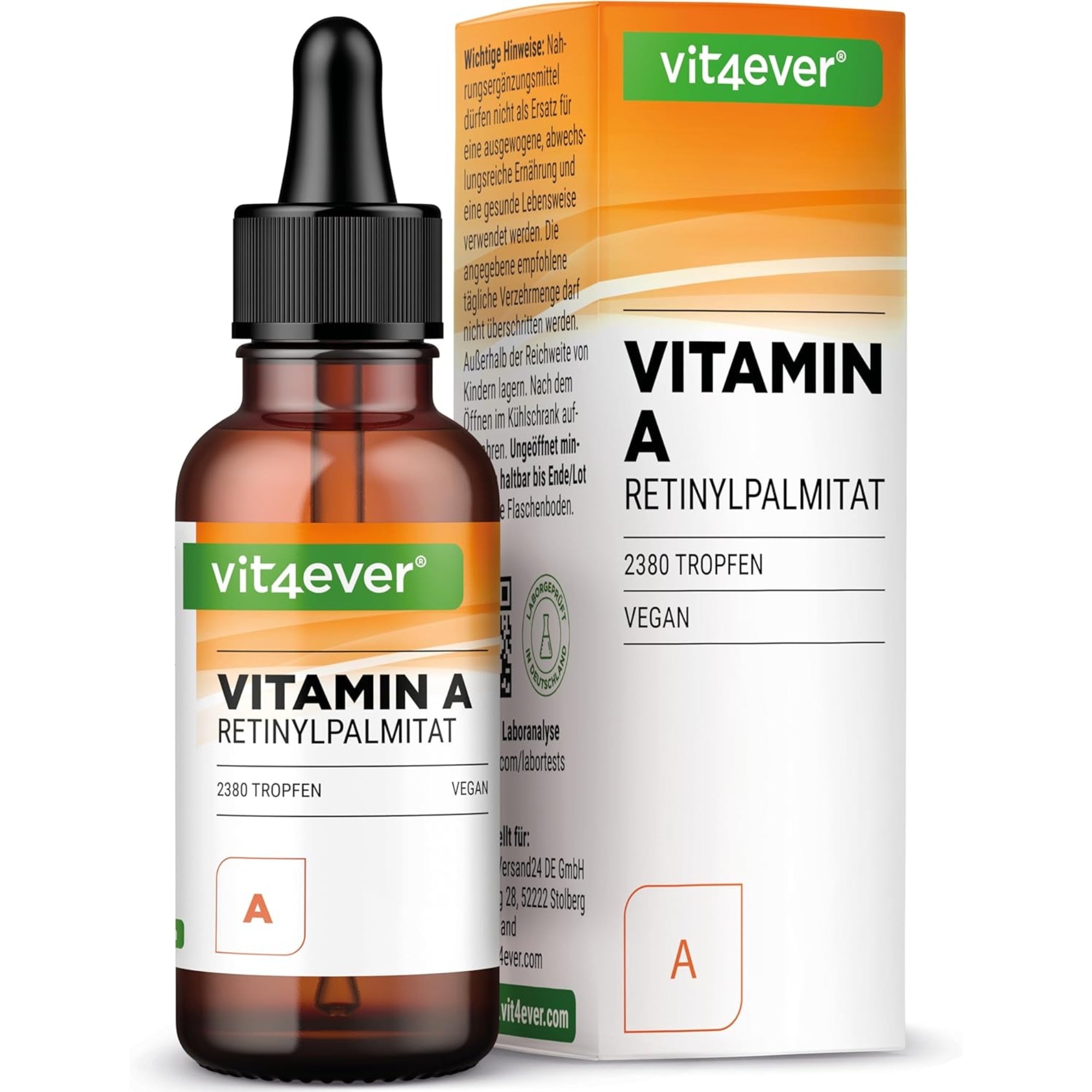 Vitamina A Gocce 1960mcg | Palmitato di Retinile in MCT | 70 ml | Vit4ever