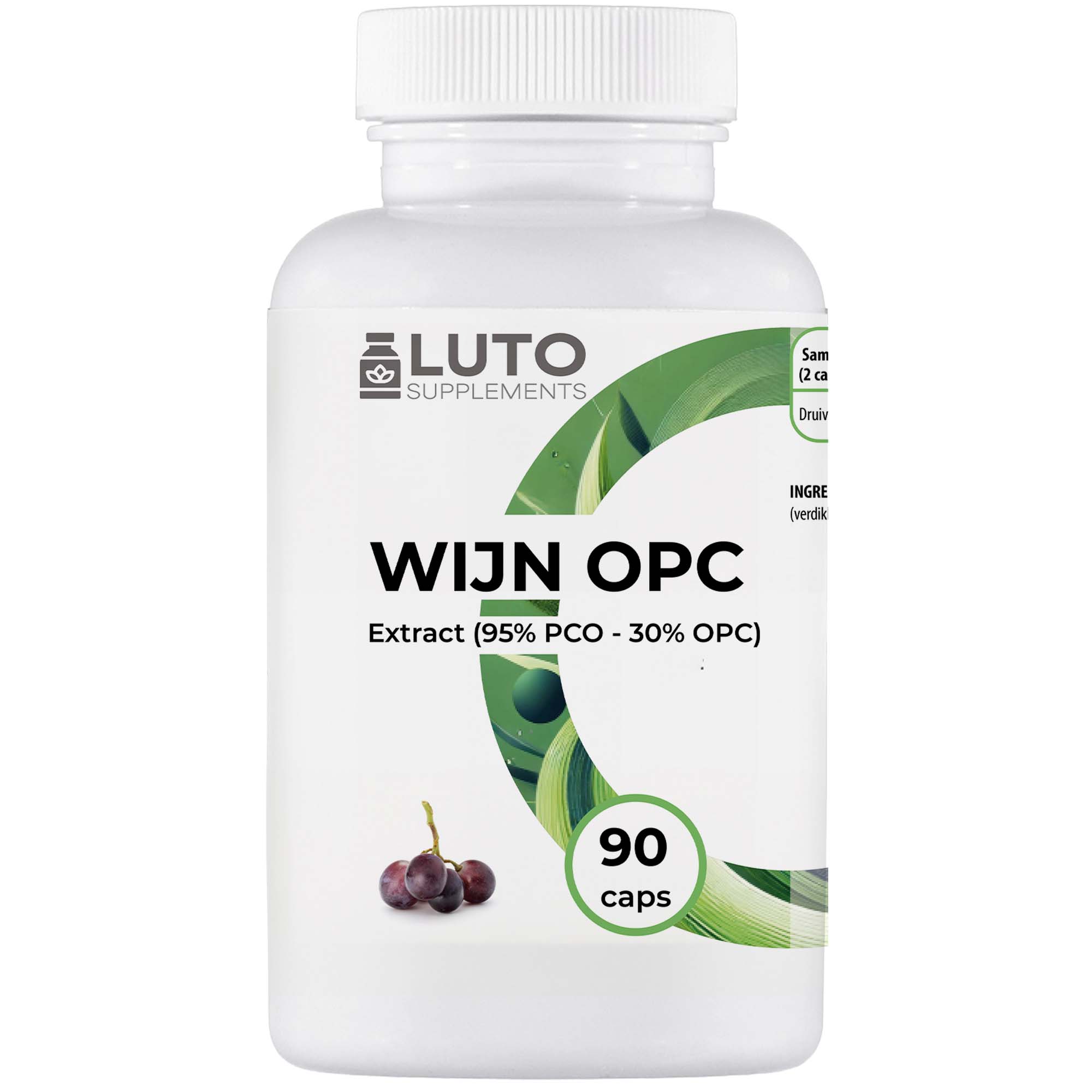 LUTO Supplements barattolo Vino OPC con 90 capsule - estratto di semi d'uva 95% PCO e 30% OPC
