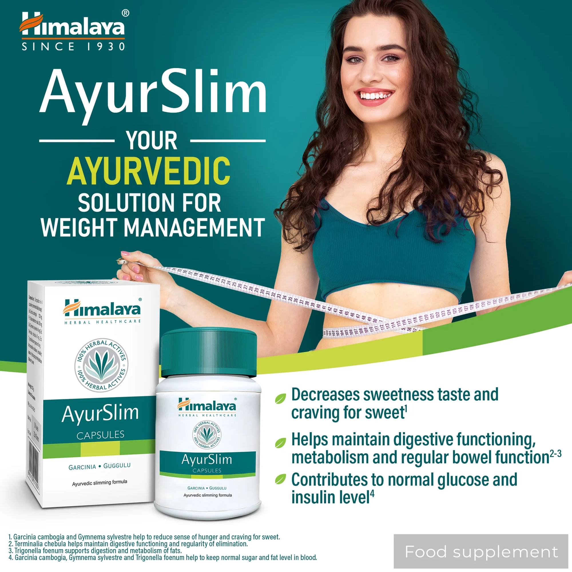 Himalaya AyurSlim - soluzione ayurvedica per il controllo del peso con Garcinia cambogia e guggul, integratore a base di erbe