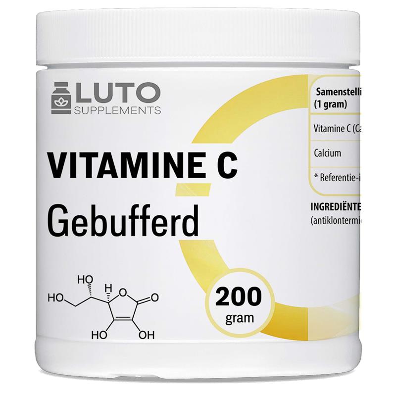 LUTO Supplements Vitamina C Tamponata barattolo 200 grammi - vitamina C in polvere tamponata con calcio | acquistabile in Italia