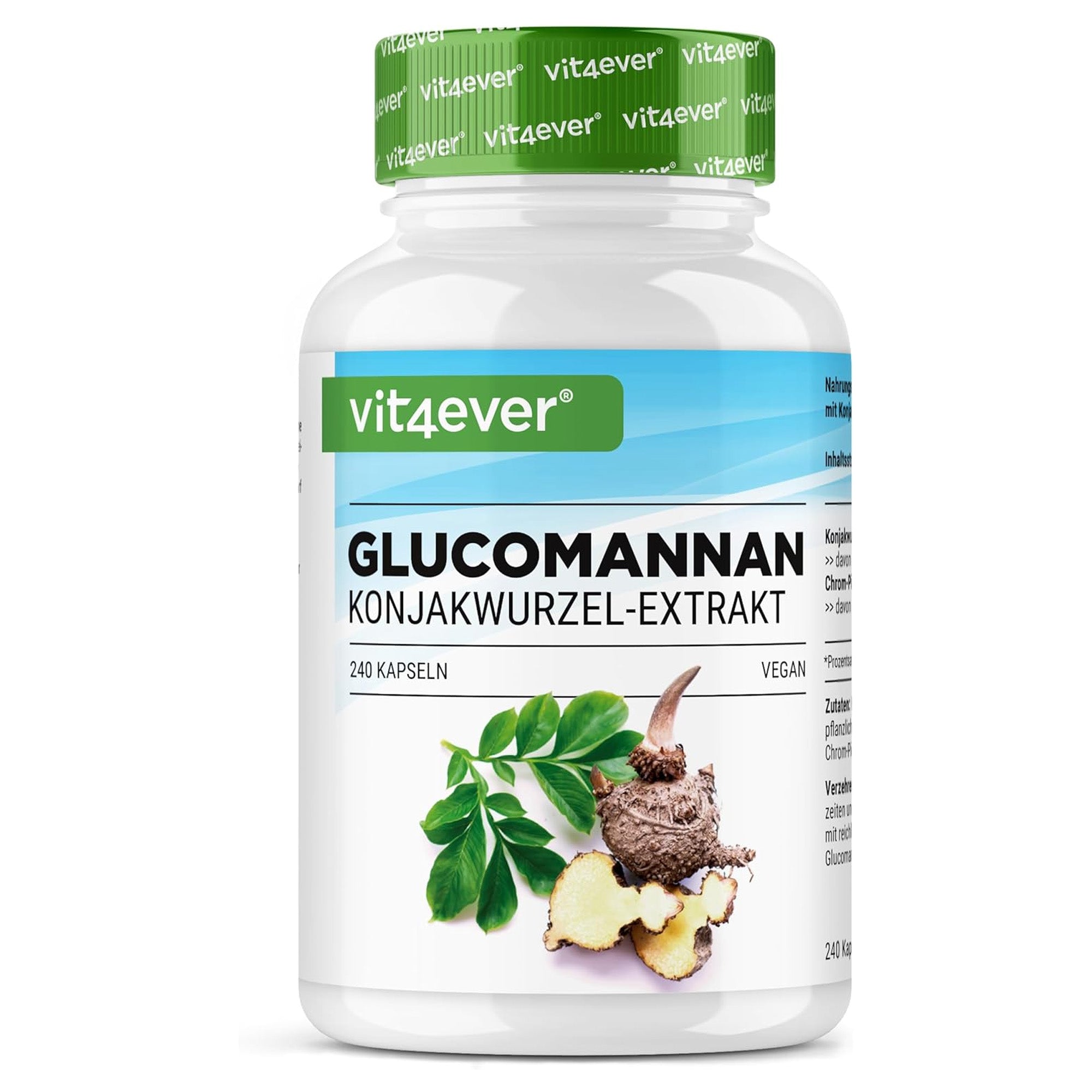 Vit4ever Glucomannano capsule - 180 capsule vegane con estratto di radice di konjac per la gestione del peso