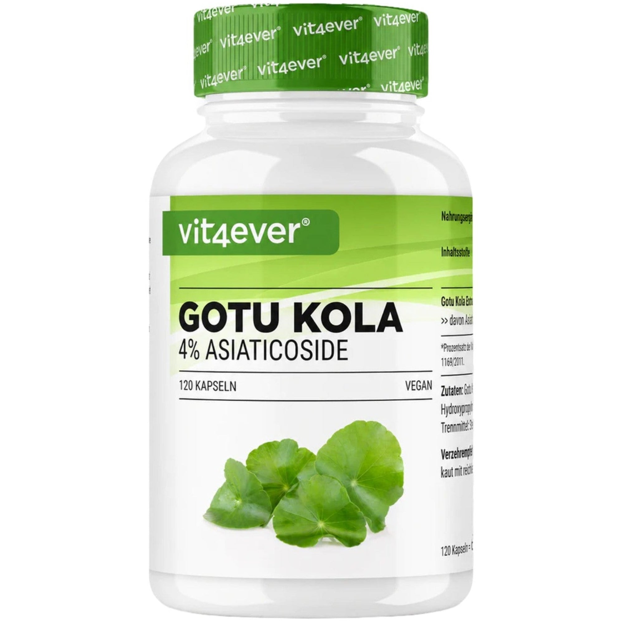 Barattolo Vit4ever Gotu Kola 4% asiaticoside 120 capsule