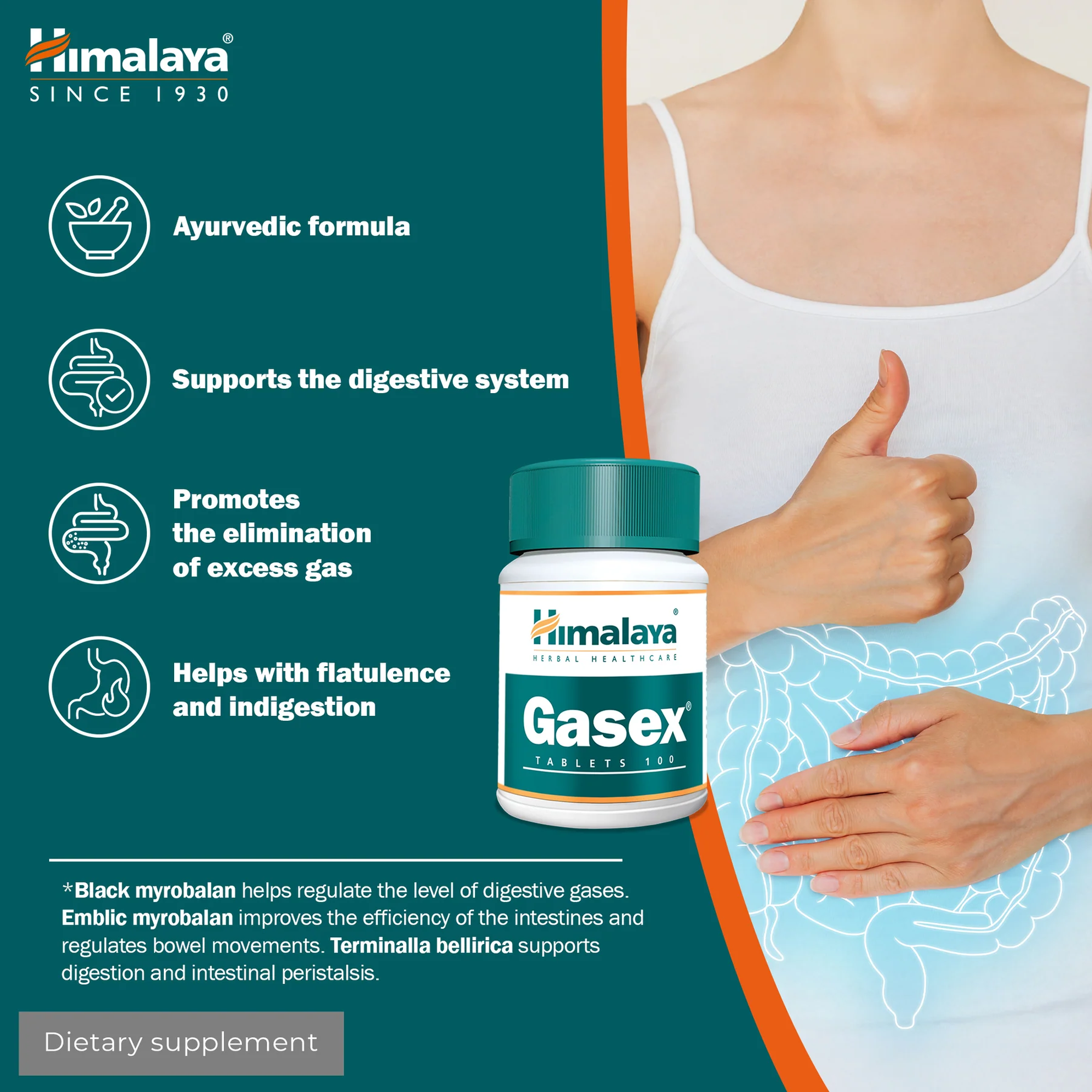 Formula ayurvedica Himalaya Gasex, sostiene la digestione e aiuta in caso di gonfiore