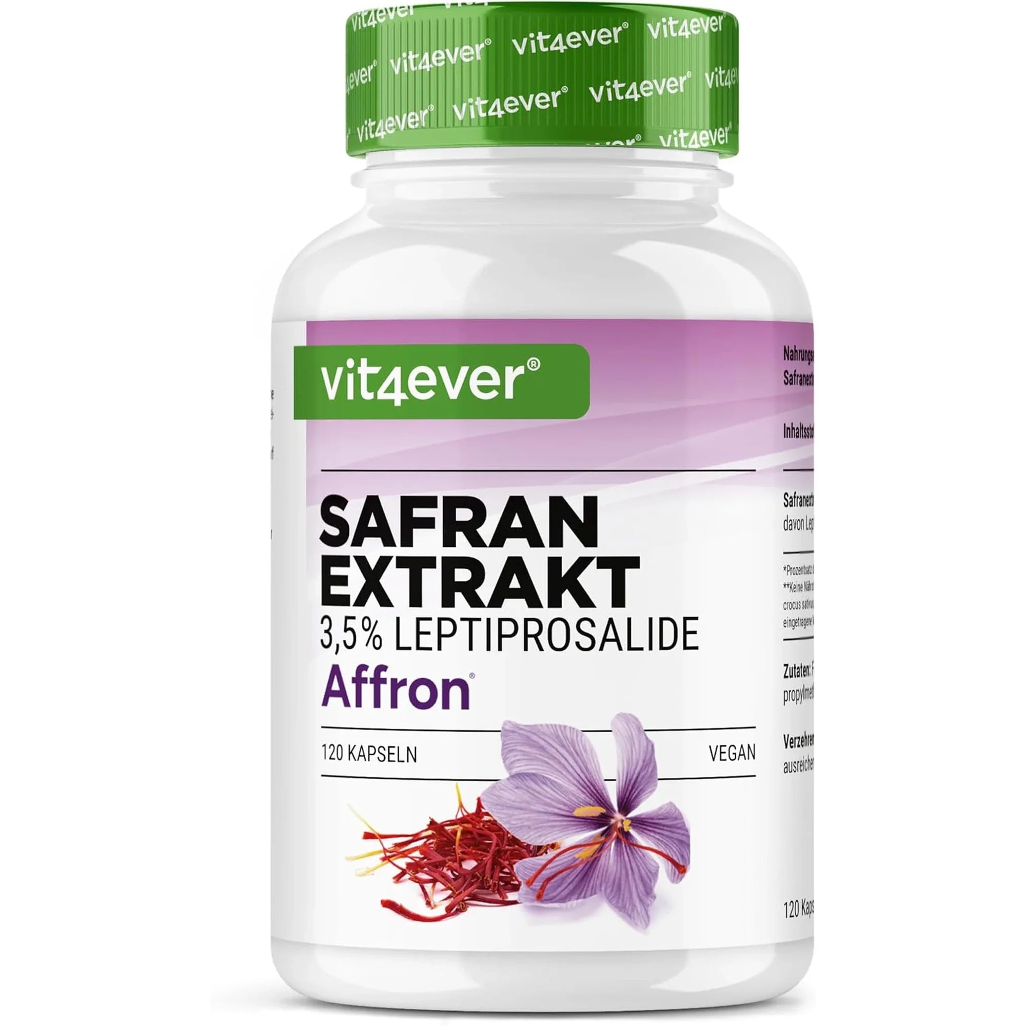 Barattolo Vit4ever Estratto di Zafferano Affron con 120 capsule vegane