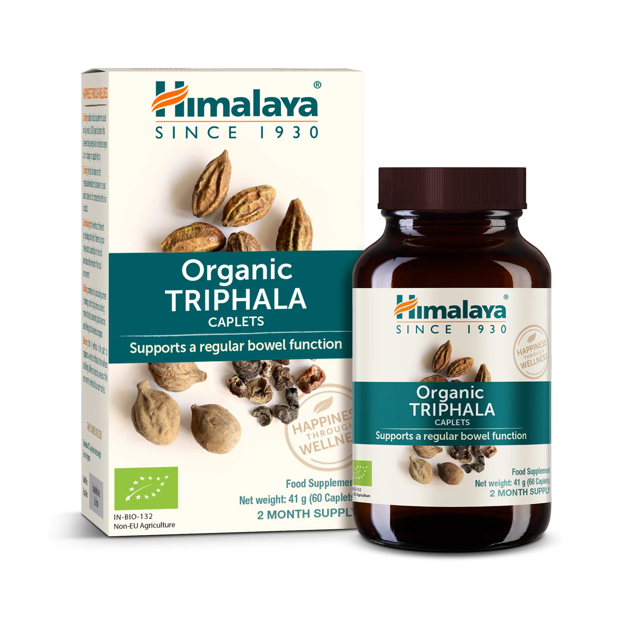 Himalaya Organic Triphala scatola con barattolo di vetro, 60 caplet