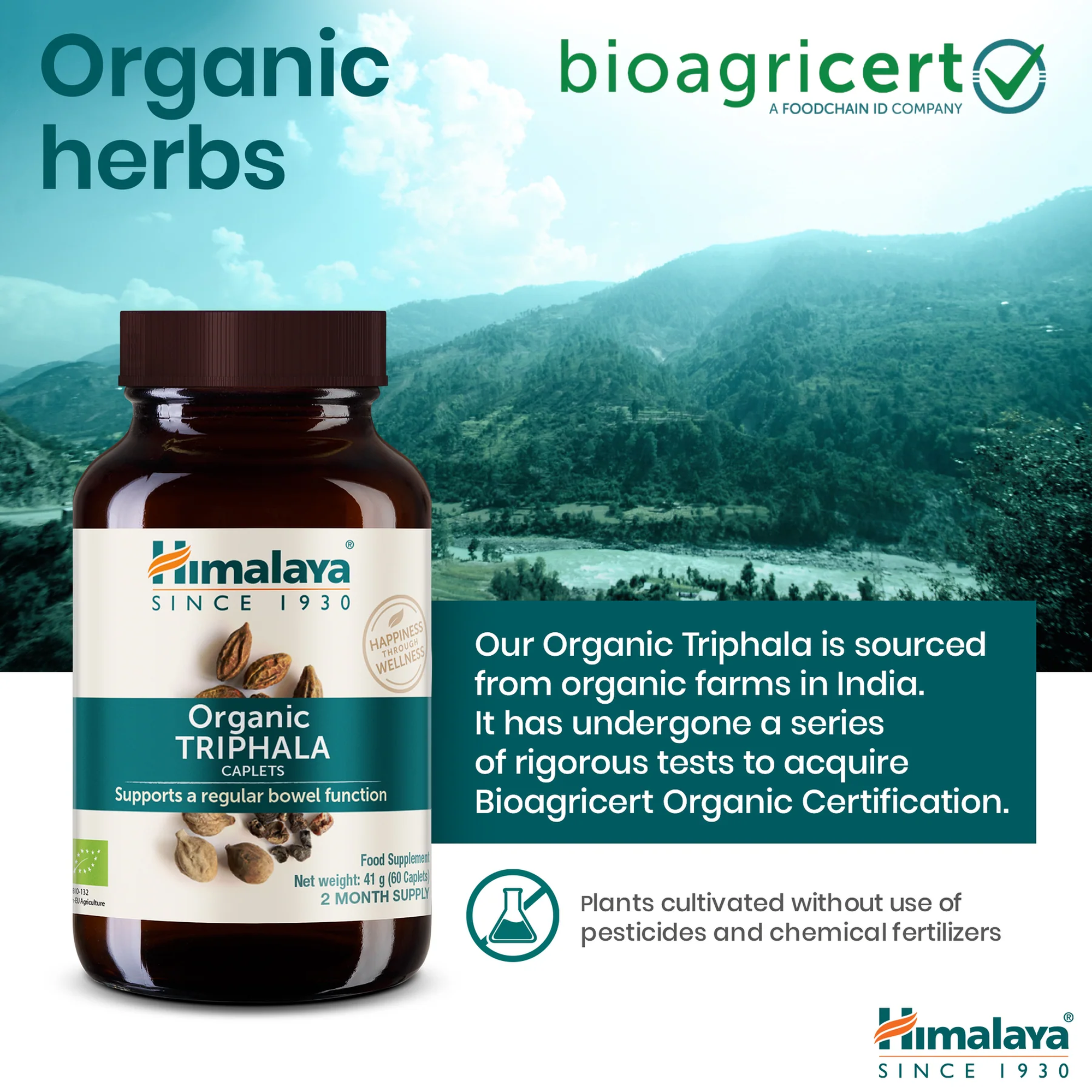 Himalaya Triphala erbe biologiche, certificate da Bioagricert