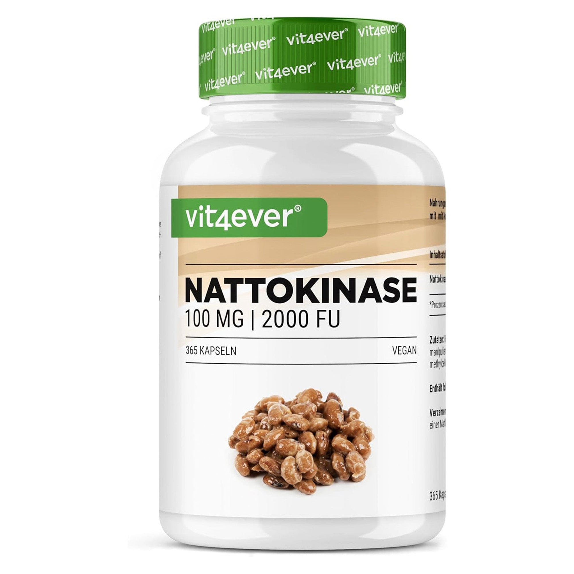 Nattochinasi 100mg (2000 FU) | 365 Capsule | Vit4ever